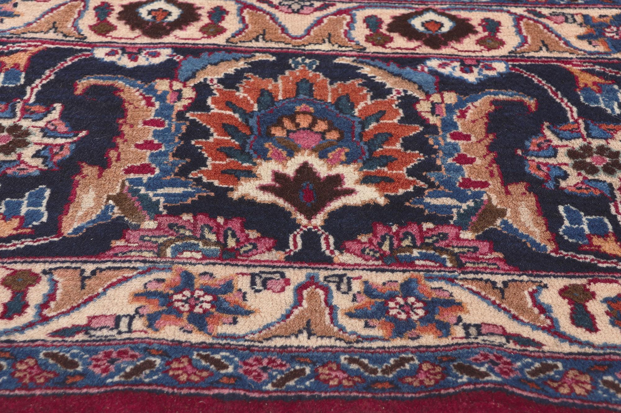 Antique Persian Mashhad Rug, Refined Elegance Meets Stately Decadence In Good Condition For Sale In Dallas, TX