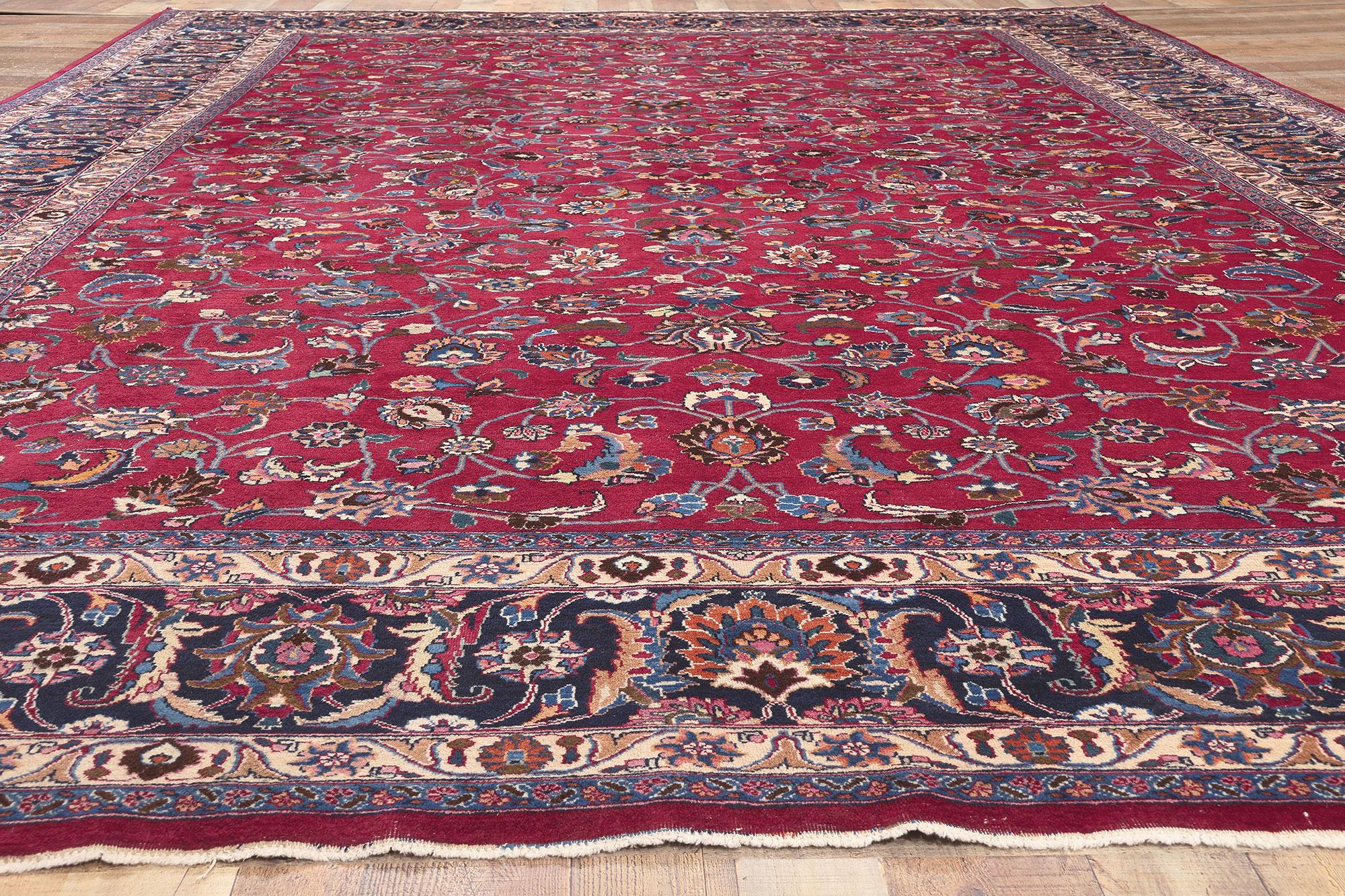 Antique Persian Mashhad Rug, Refined Elegance Meets Stately Decadence For Sale 1
