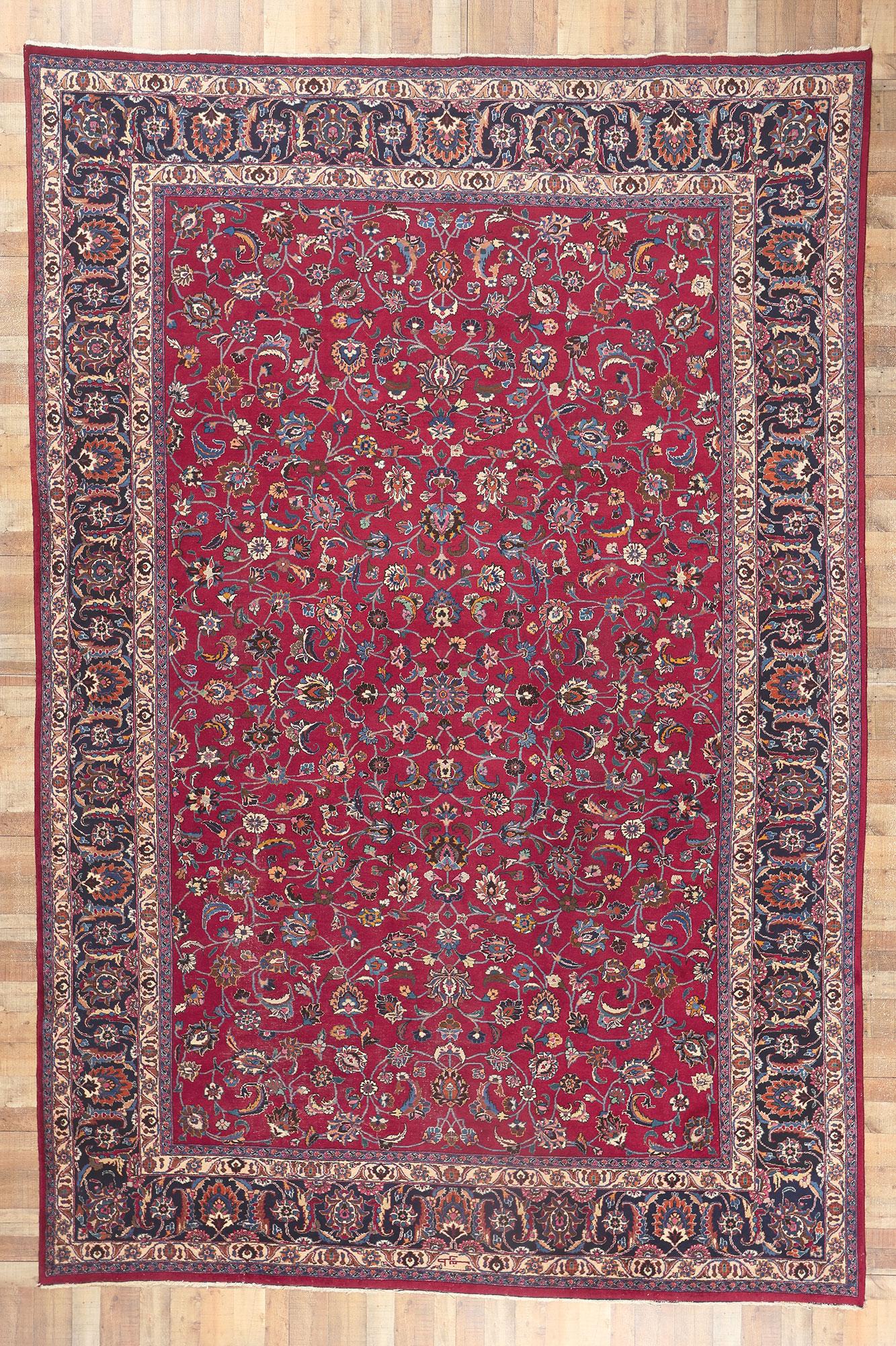 Antique Persian Mashhad Rug, Refined Elegance Meets Stately Decadence For Sale 2