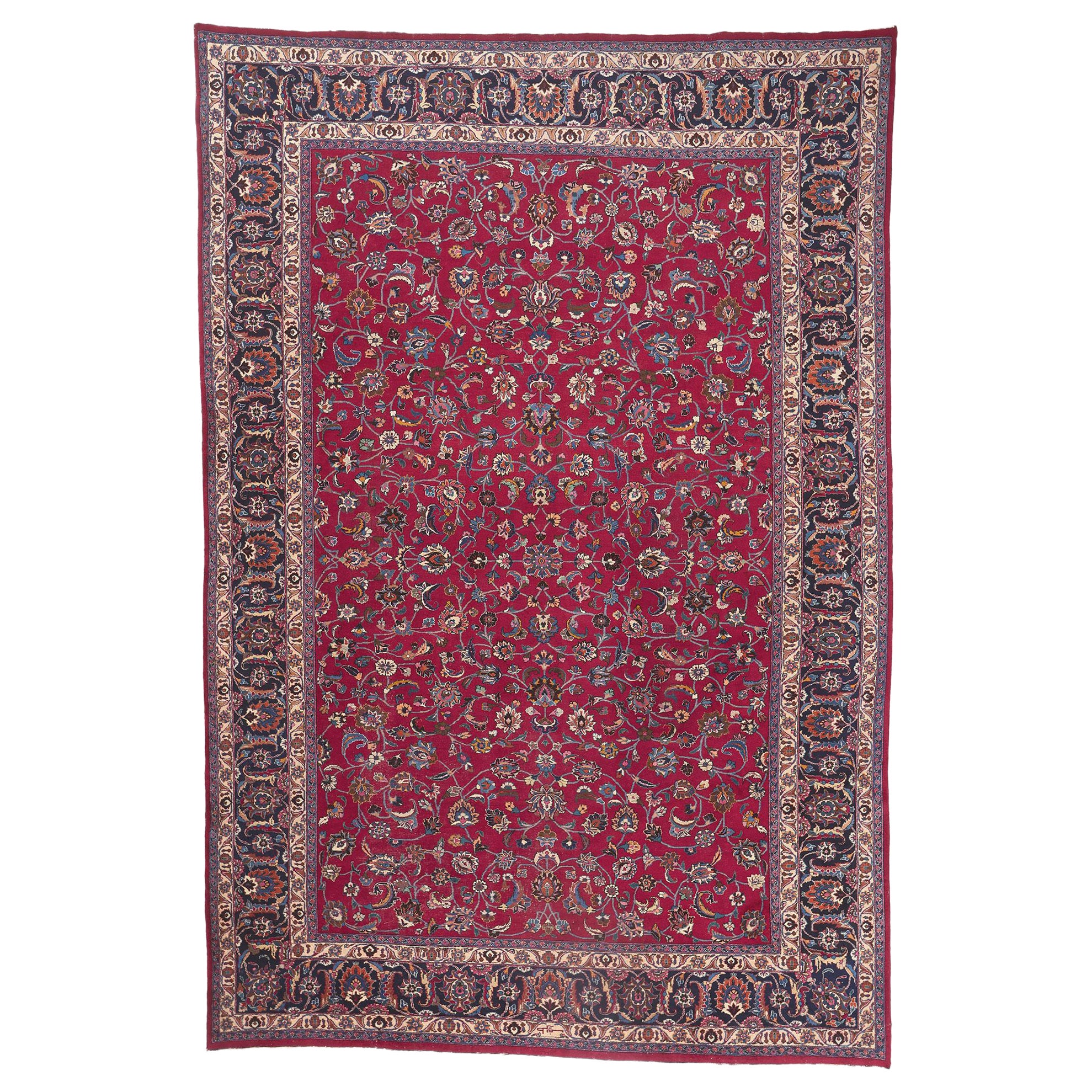Tappeto antico persiano Mashhad, l'eleganza raffinata incontra la decadenza signorile