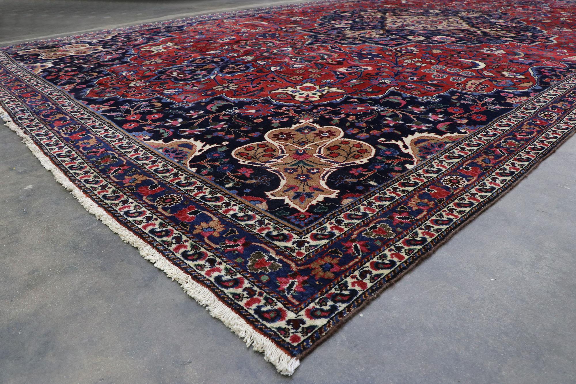 20th Century Antique Persian Mashhad Rug with Baroque Victorian Style For Sale