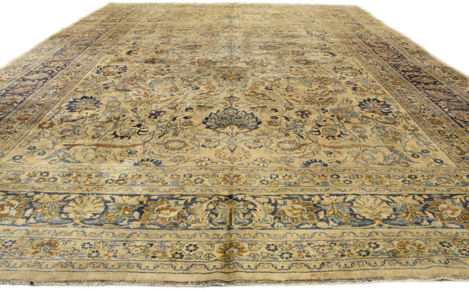 Rustic Antique Persian Mashhad Rug, 11'00 x 16'00 For Sale