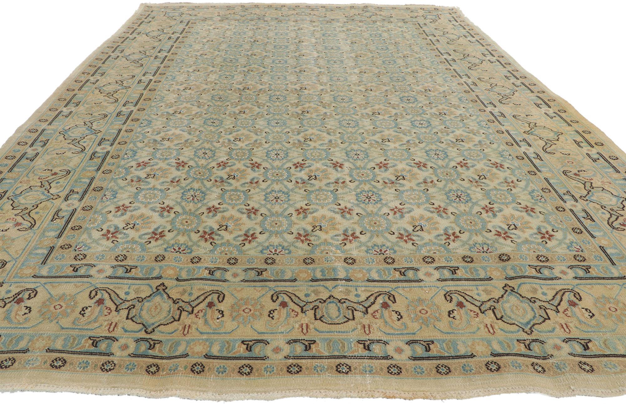 Modern Antique Persian Mashhad Rug with Soft, Light Colors For Sale