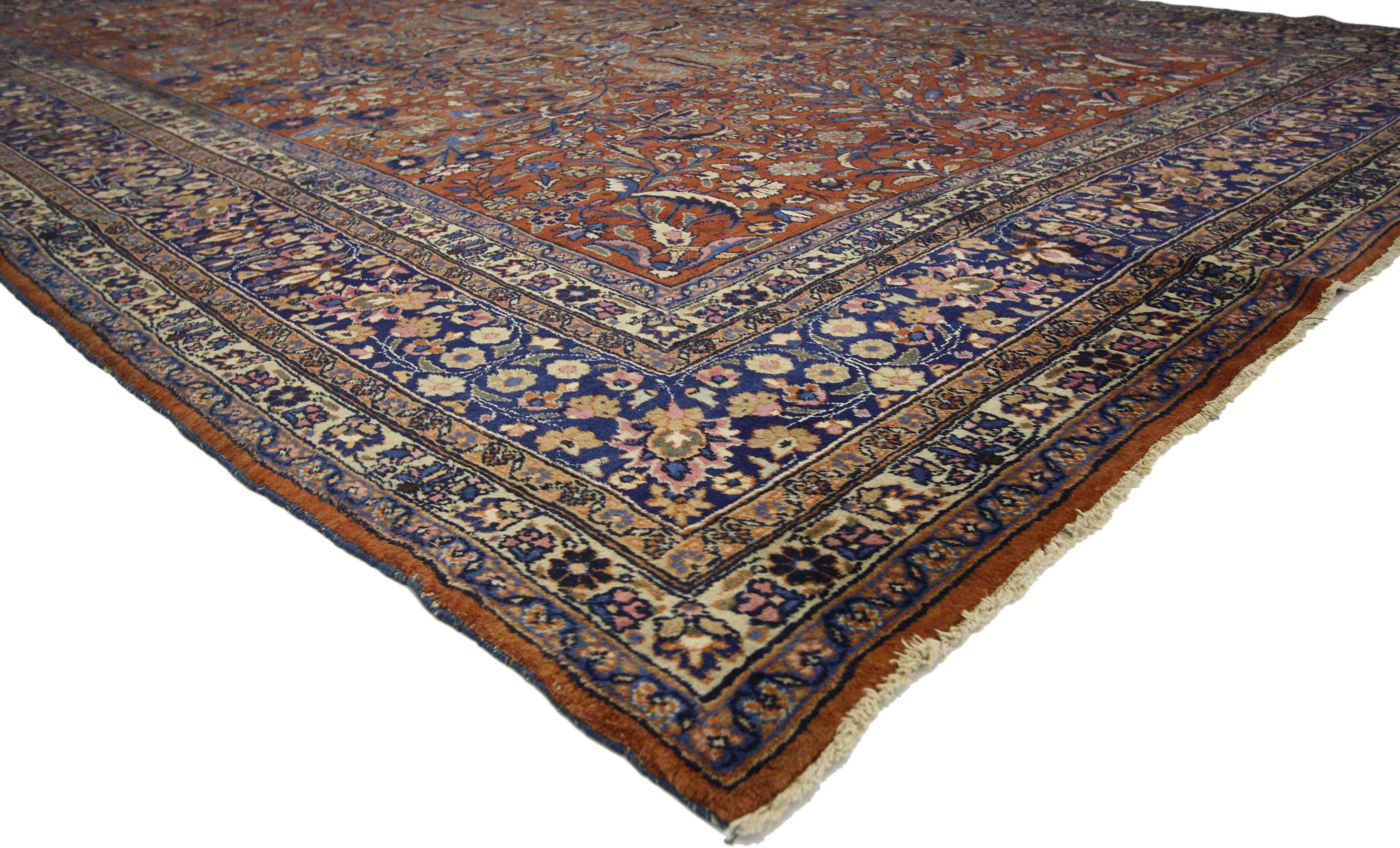 Arts and Crafts Antique Persian Mashhad Rug with Traditional Style For Sale