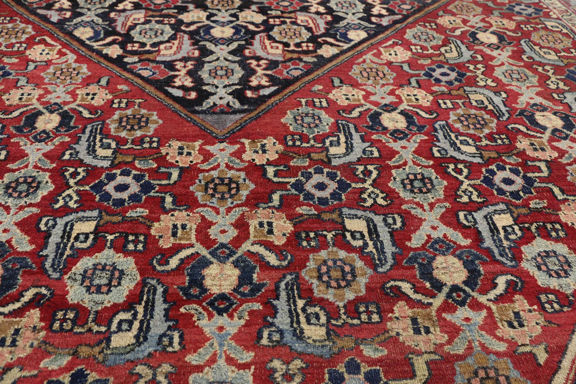 Hand-Knotted Antique Persian Mashhad Rug with Traditional Style For Sale