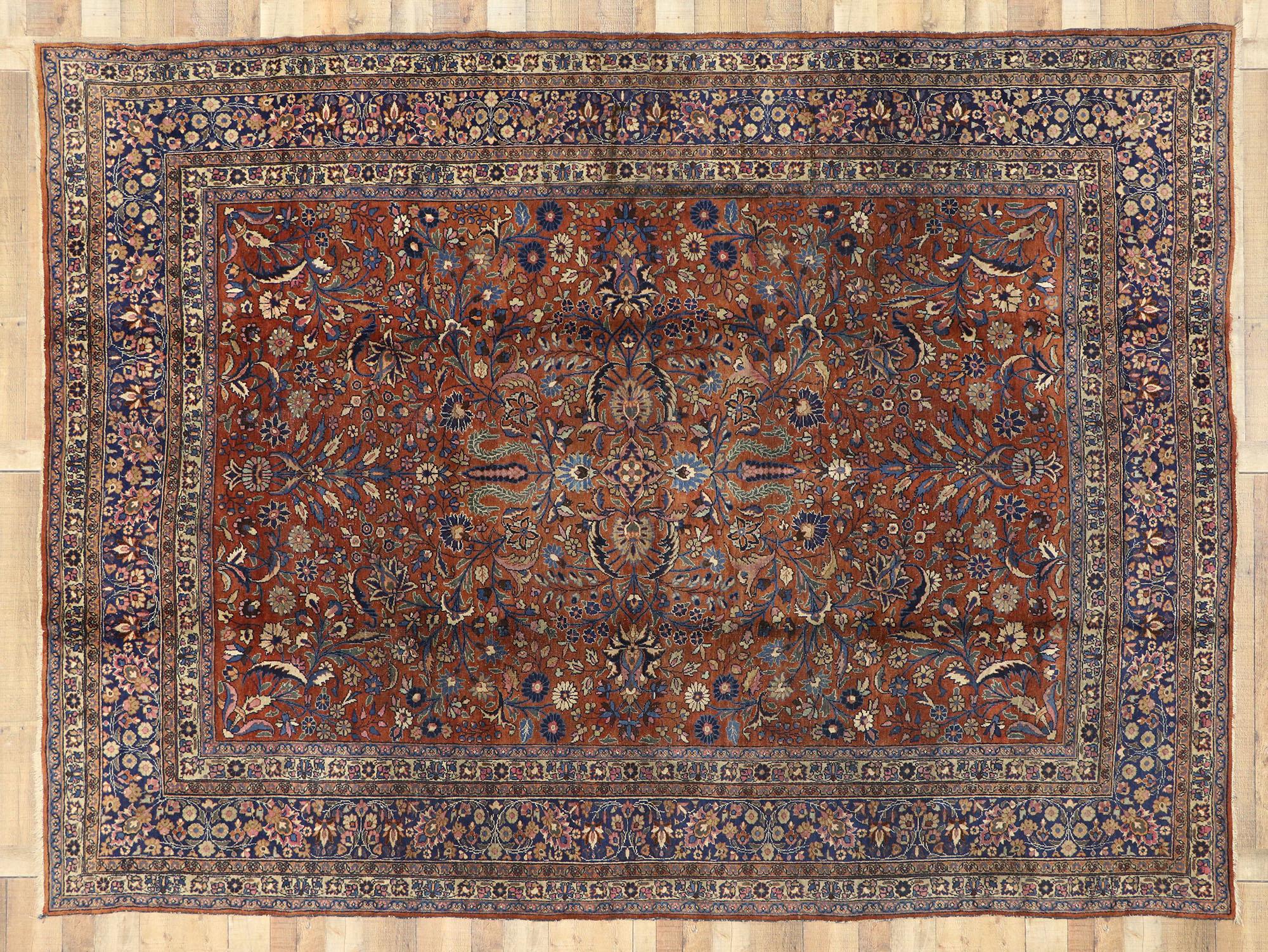Antique Persian Mashhad Rug with Traditional Style For Sale 2