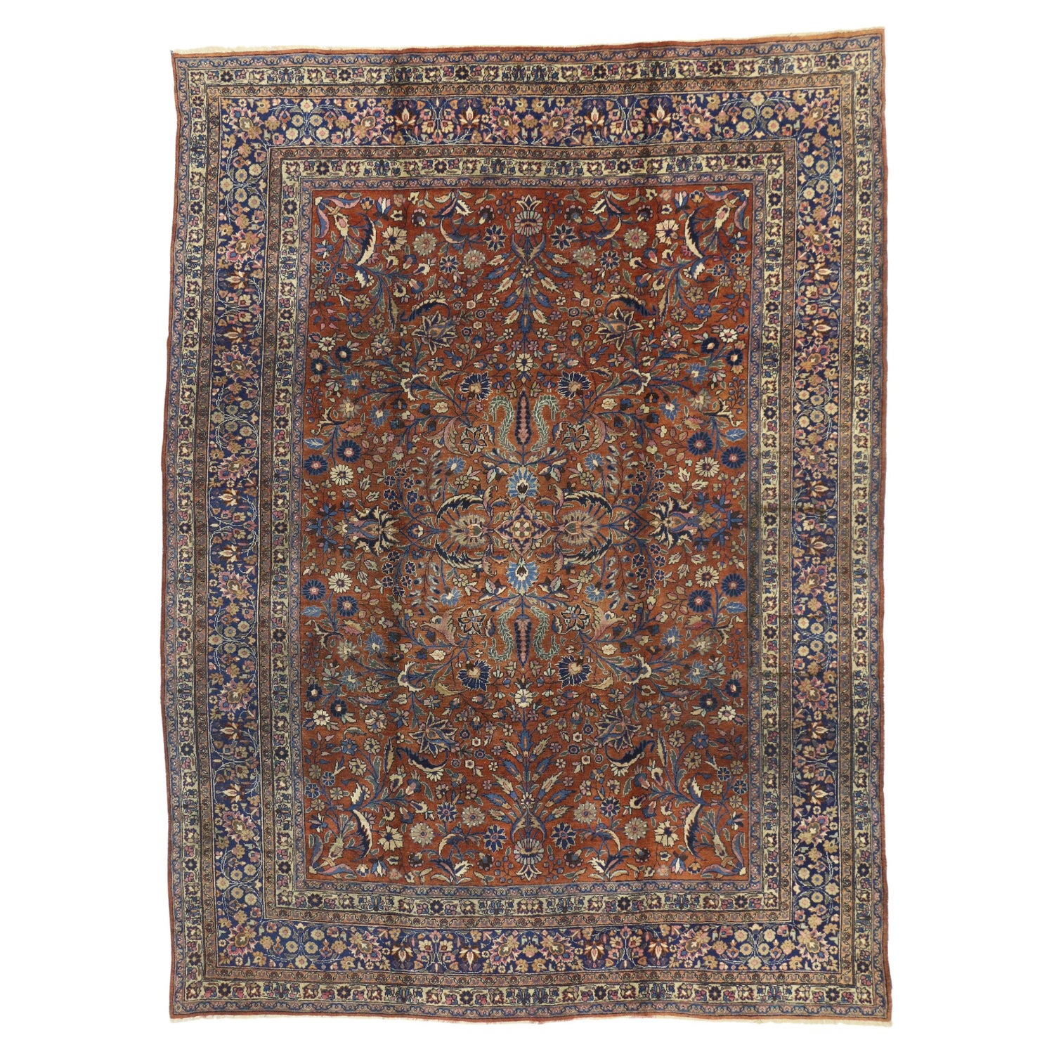 Clearance Muted Semi-Antique Kirman 10x12 Area Rug Hand-knotted