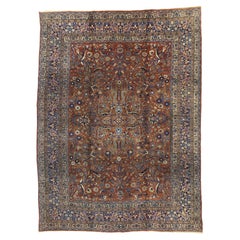 Antique Persian Mashhad Rug with Traditional Style