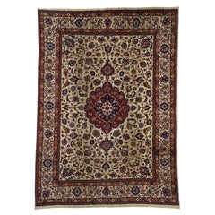 Vintage Persian Mashhad Rug with Traditional Style