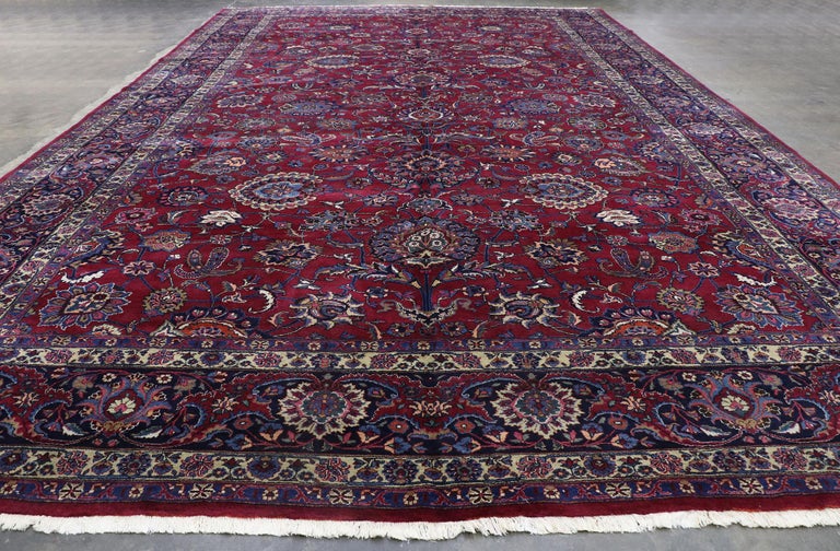 Elizabethan Rug Antique Persian Mashhad Rug with Victorian Elizabethan Style For Sale ...