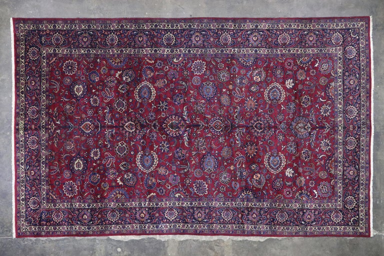 Elizabethan Rug Antique Persian Mashhad Rug with Victorian Elizabethan Style For Sale ...