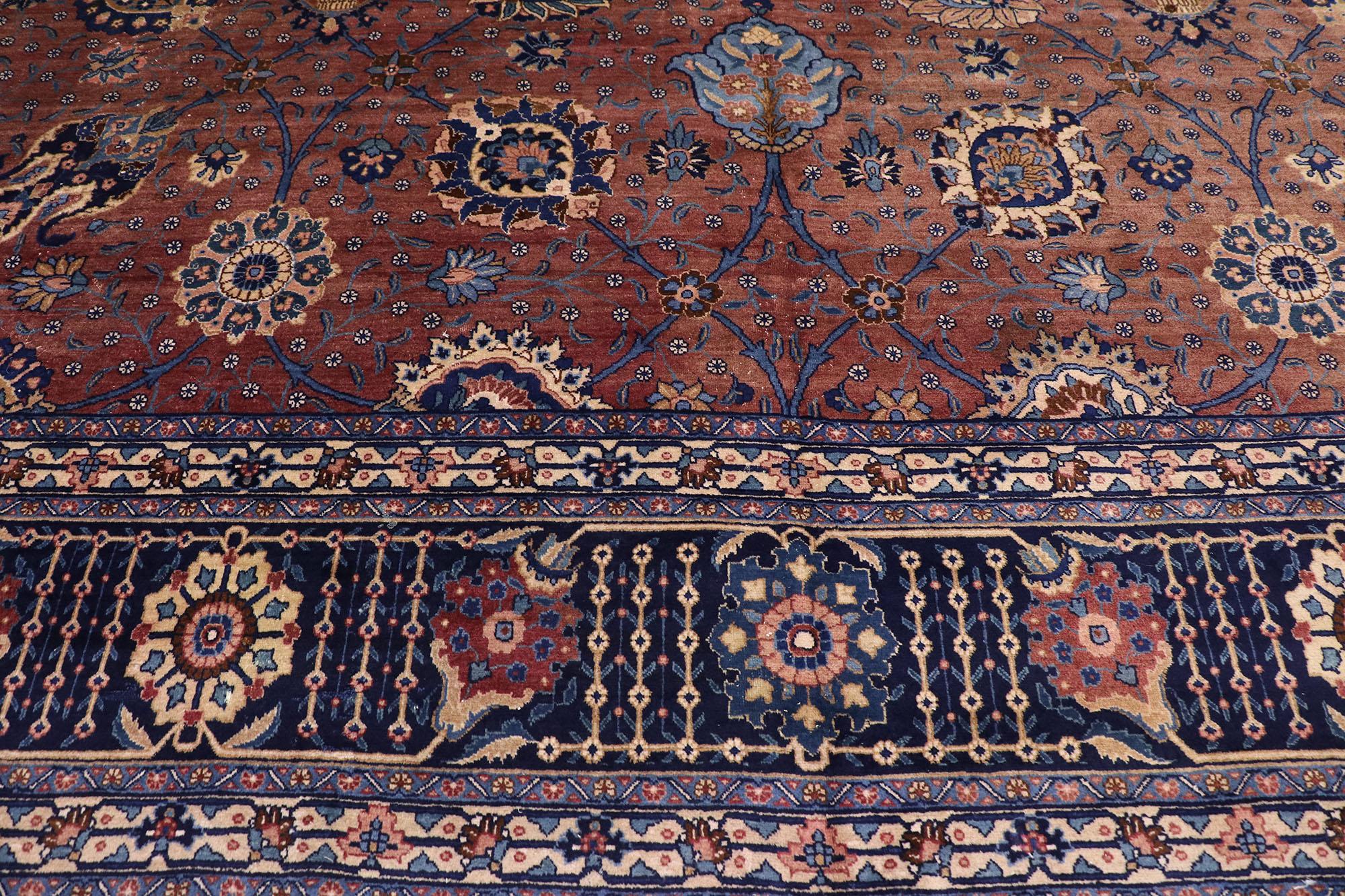 Hand-Knotted Oversized Antique Indian Agra Rug Hotel Lobby Size Carpet For Sale