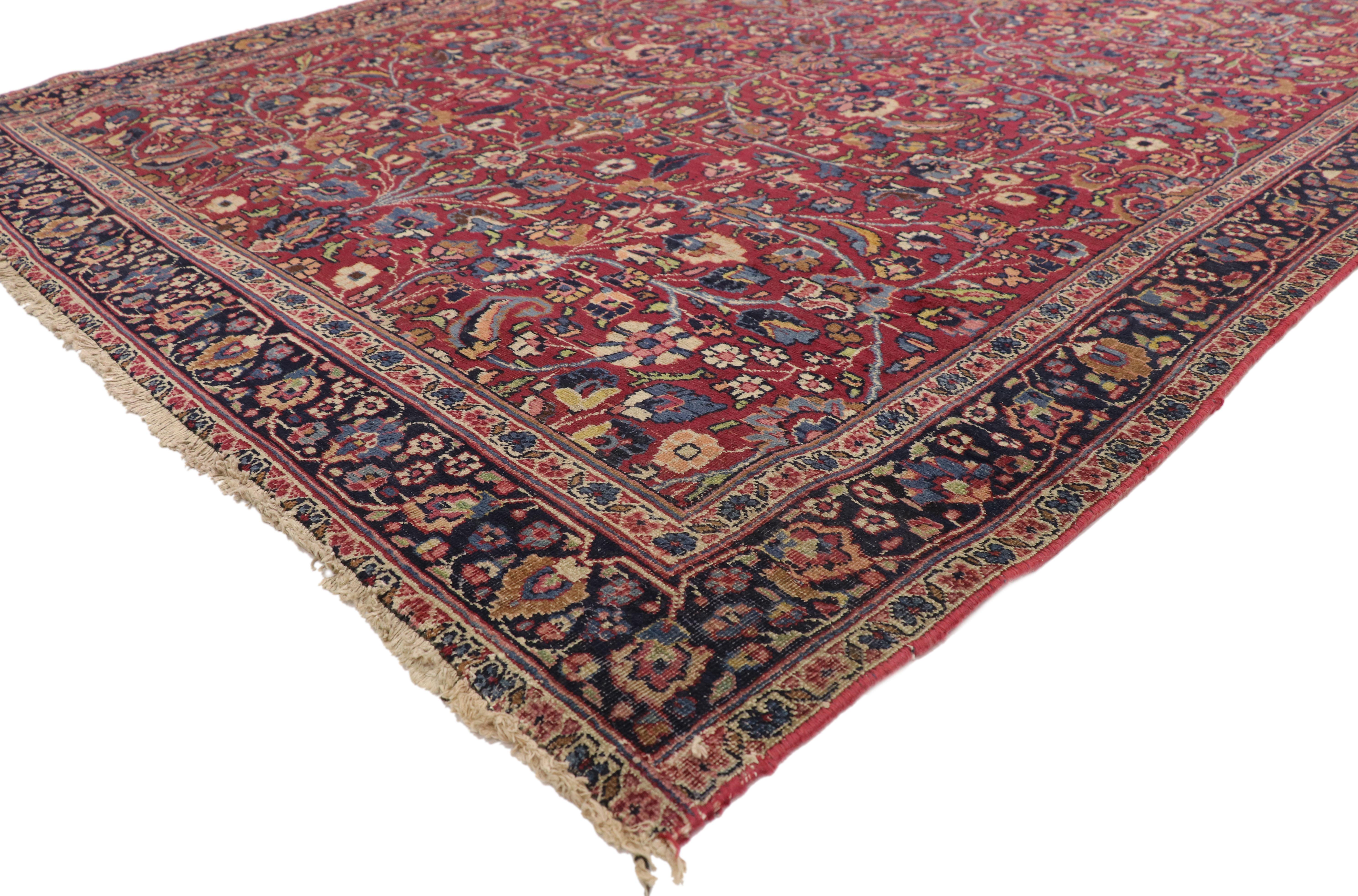 Victorian Antique Persian Mashhad Runner with Old World Style, Extra Long Hallway Runner For Sale