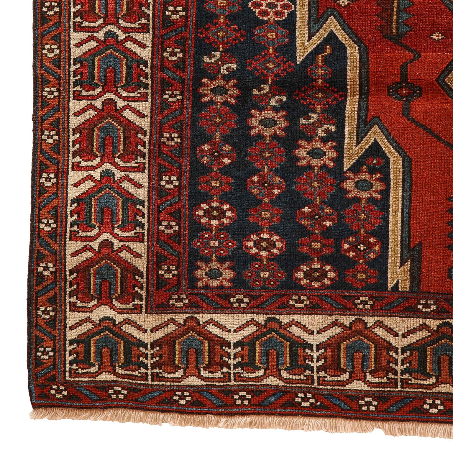 Antique 1920s Wool Persian Mazlaghan Rug, 4' x 6' For Sale 1