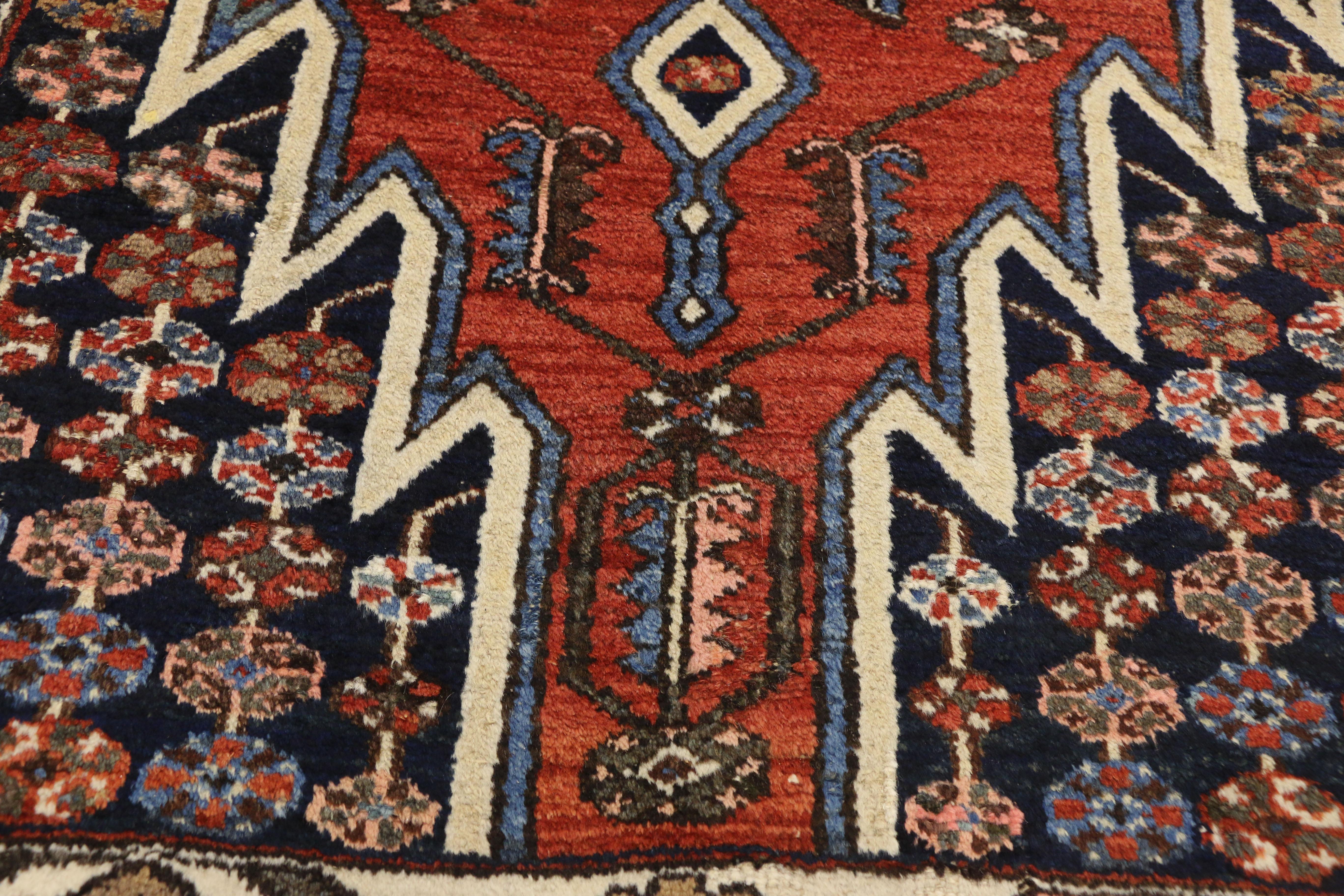 Antique Persian Mazlaghan Hamadan Rug with Modern Tribal Style In Good Condition For Sale In Dallas, TX