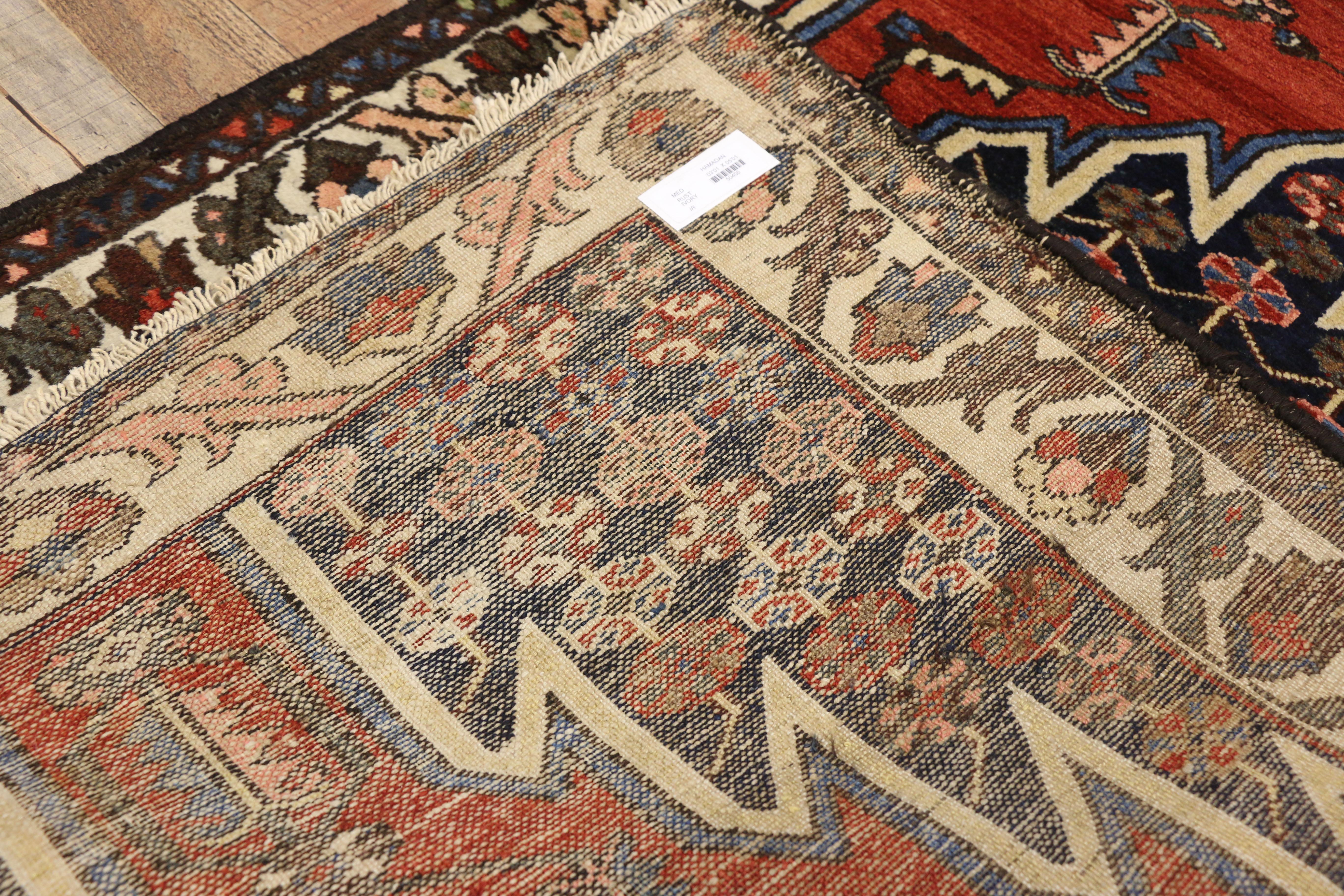 20th Century Antique Persian Mazlaghan Hamadan Rug with Modern Tribal Style For Sale