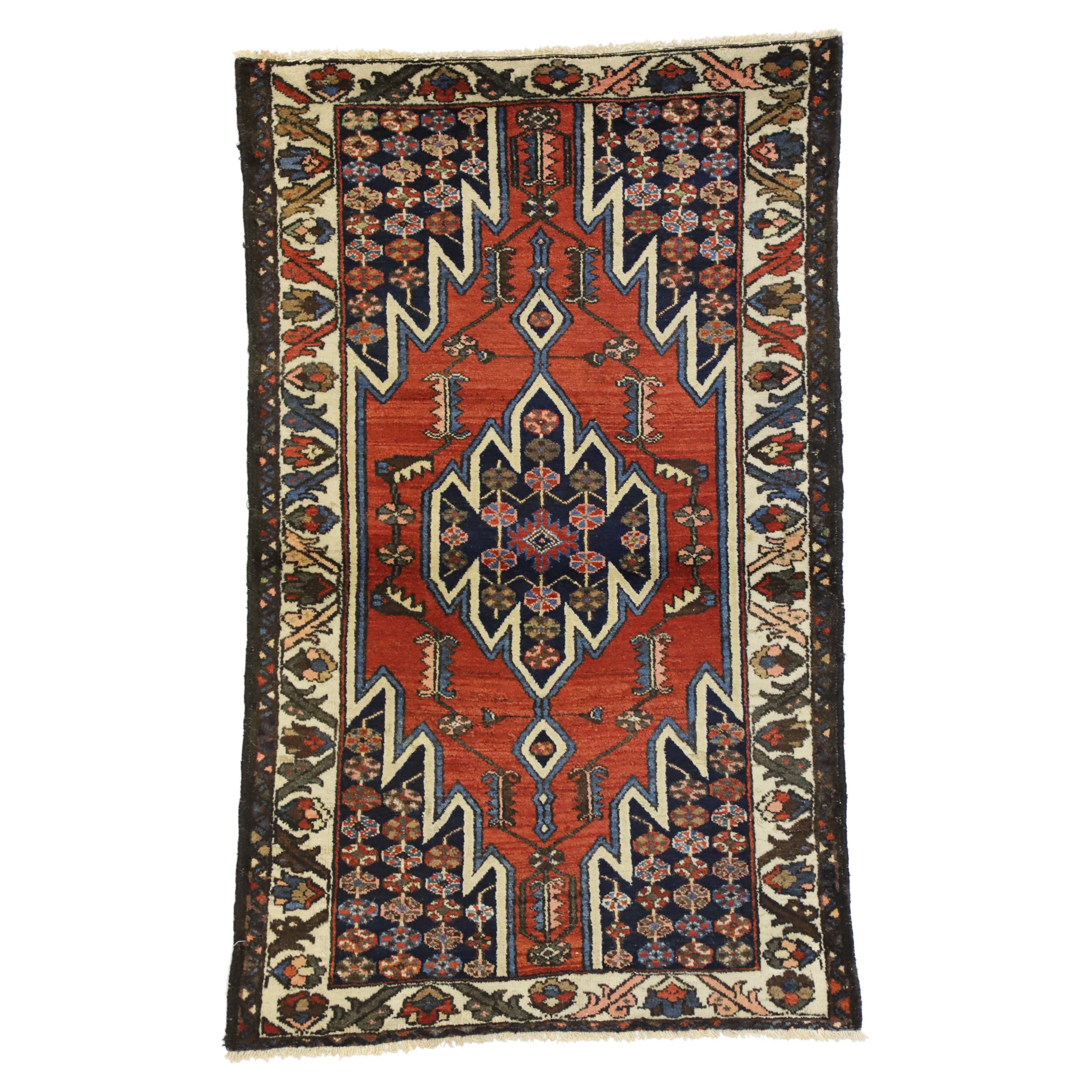 Antique Persian Mazlaghan Hamadan Rug with Modern Tribal Style