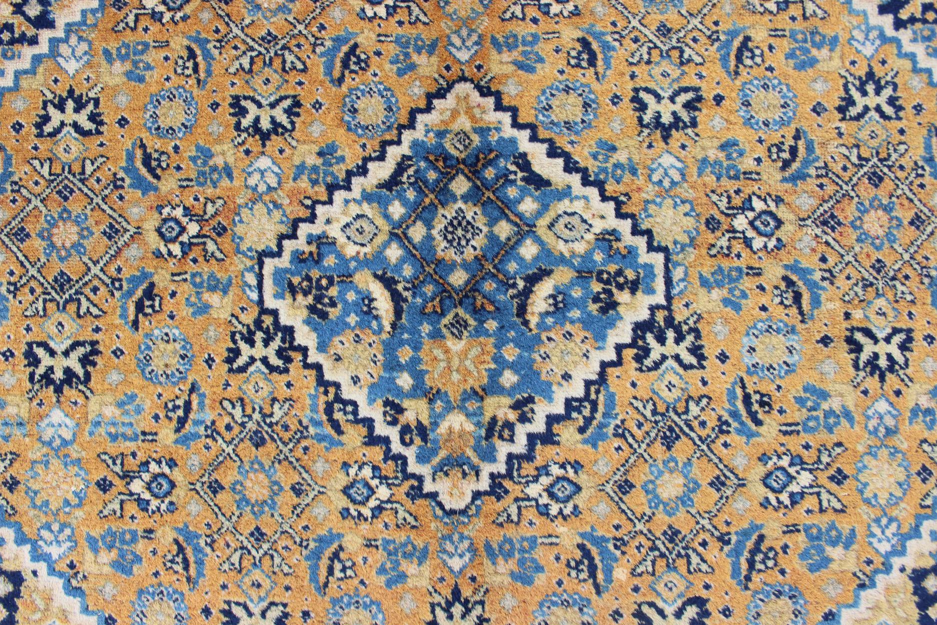 Antique Persian Tabriz Rug with Medallion And A Variety of Blue's and Gold's For Sale 5