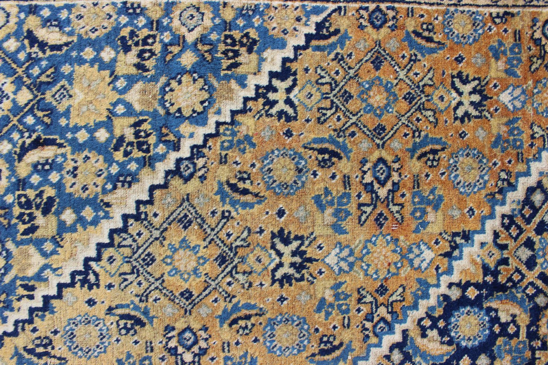 Antique Persian Tabriz Rug with Medallion And A Variety of Blue's and Gold's For Sale 8
