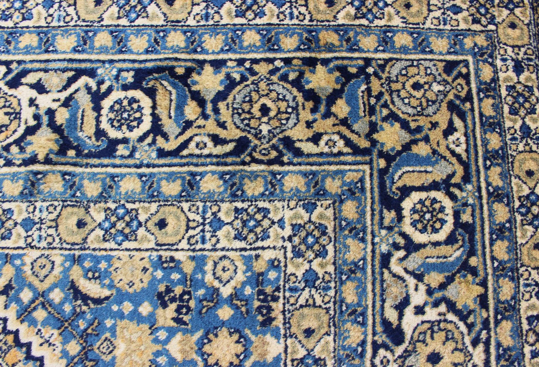 Antique Persian Tabriz Rug with Medallion And A Variety of Blue's and Gold's For Sale 10