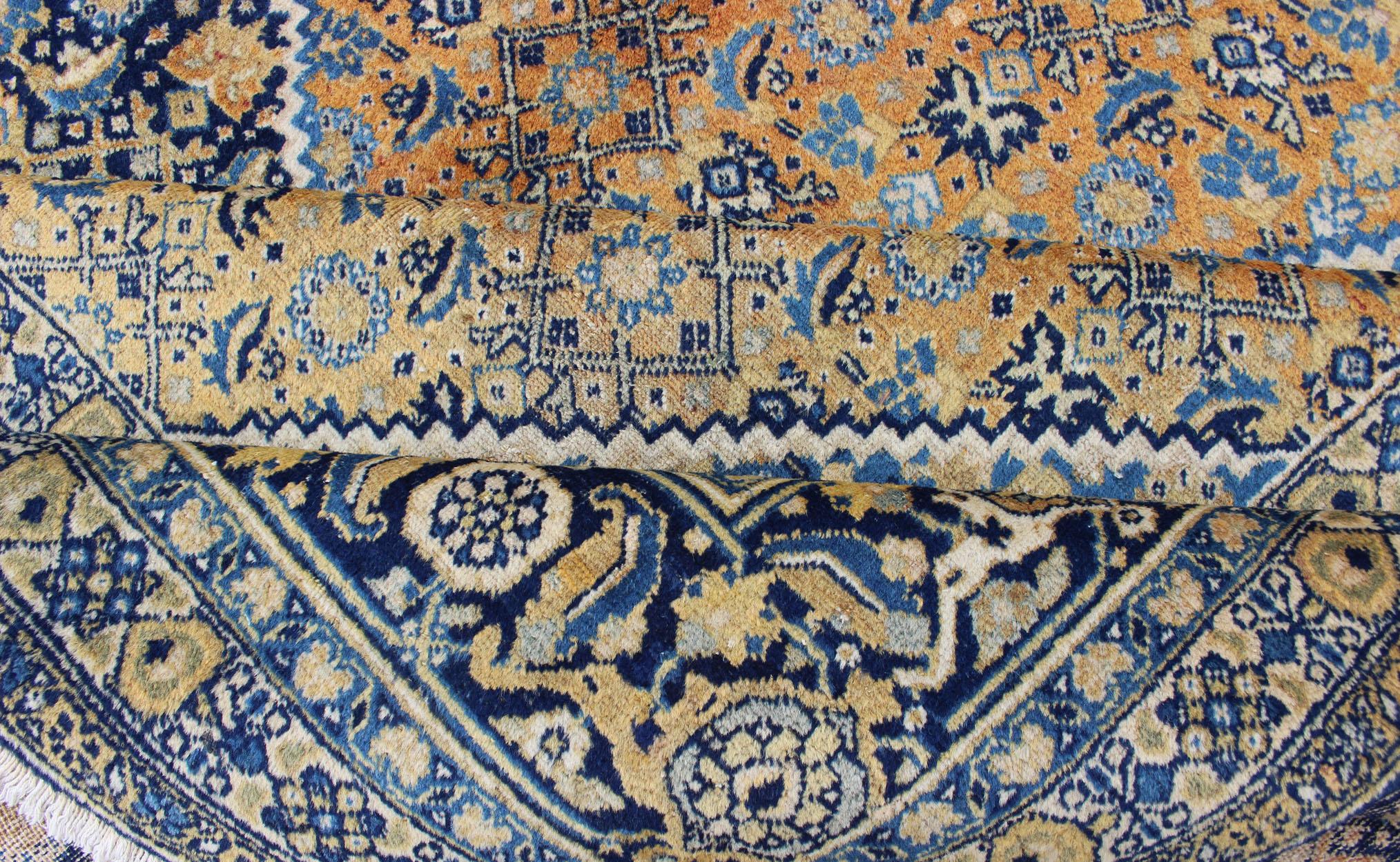 Antique Persian Tabriz Rug with Medallion And A Variety of Blue's and Gold's For Sale 11