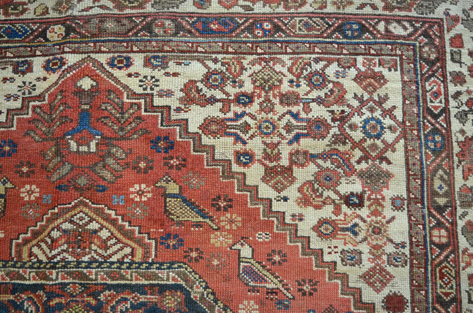 Antique 1880s Persian Meeshan Melayer Rug, 6' x 9' In Good Condition In New York, NY