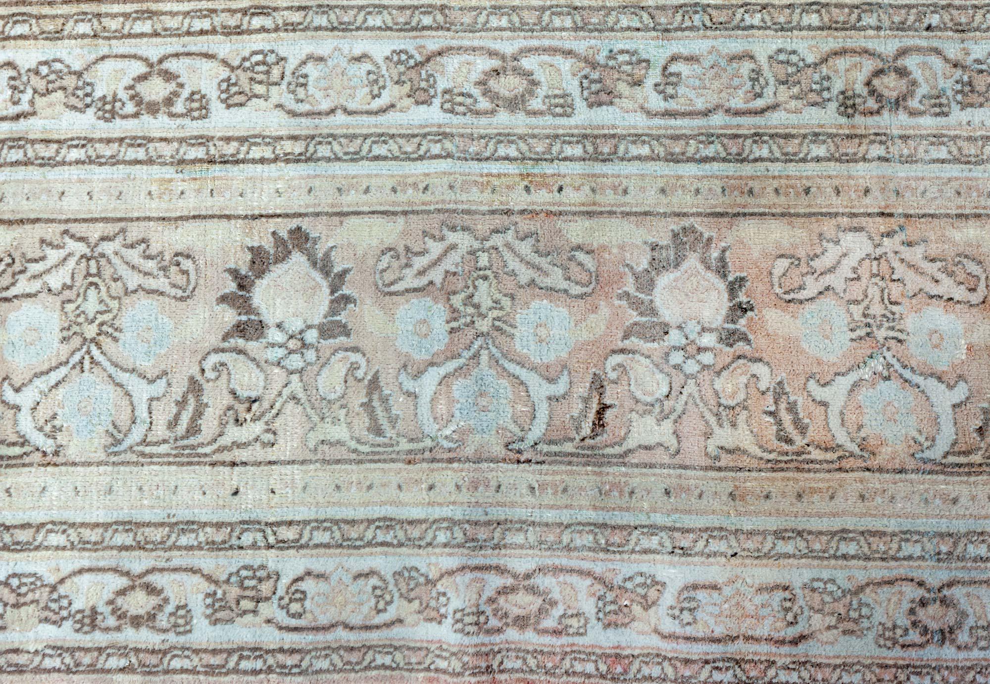 20th Century Doris Leslie Blau Antique Persian Meshad Beige Blue Rug For Sale
