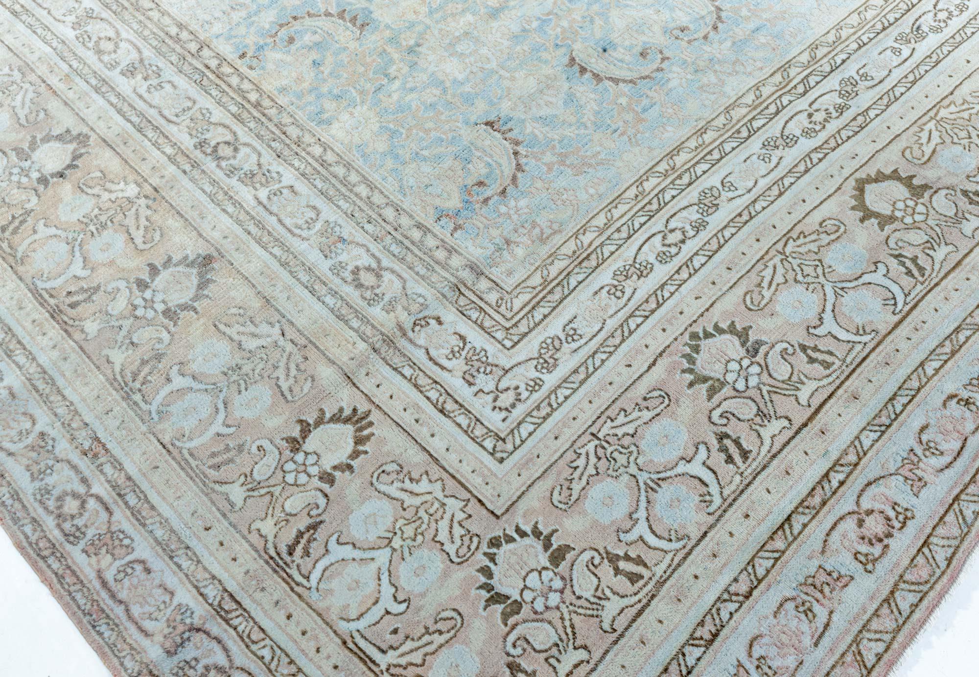 Doris Leslie Blau Antique Persian Meshad Beige Blue Rug For Sale 1