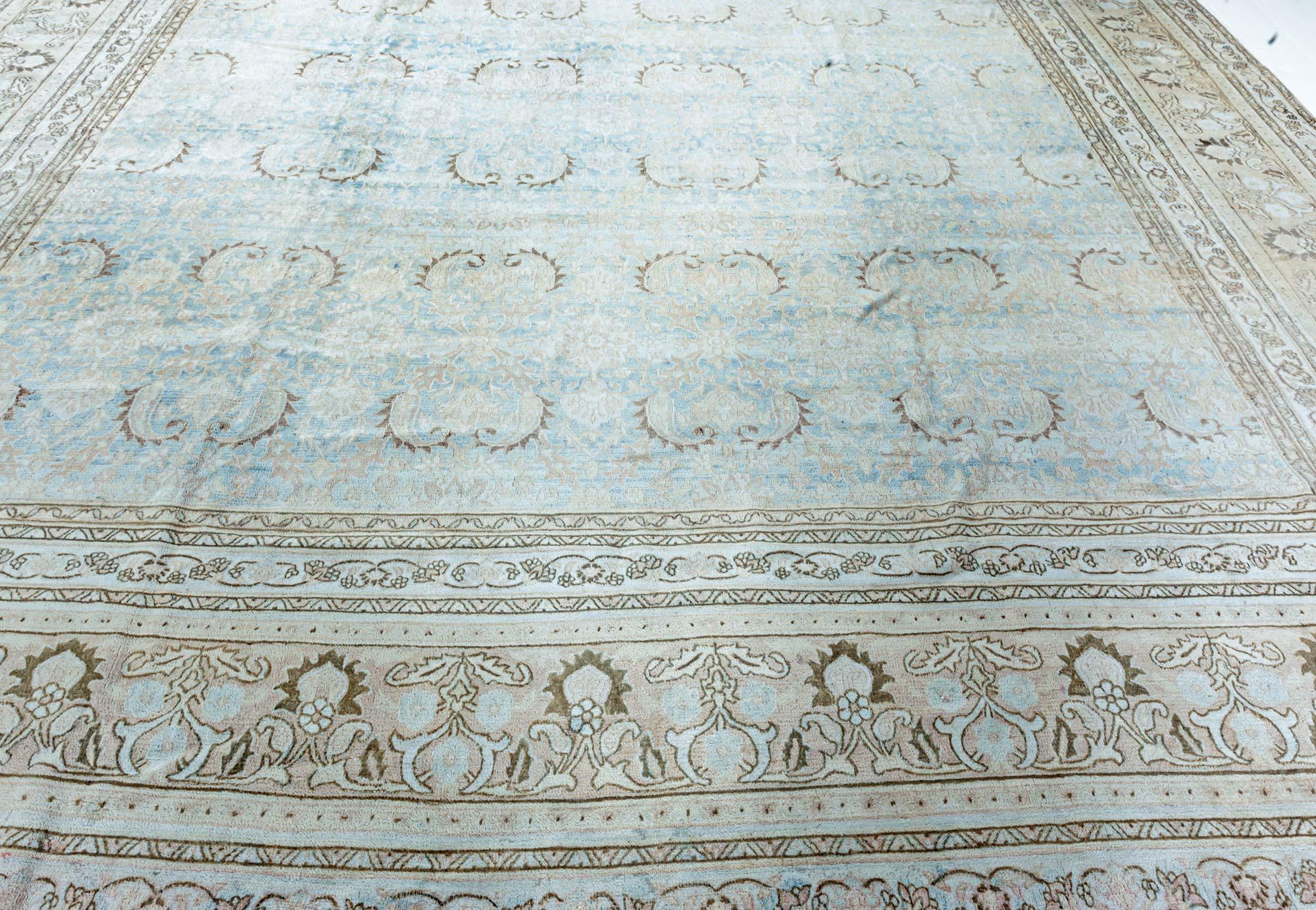 Doris Leslie Blau Antique Persian Meshad Beige Blue Rug For Sale 2