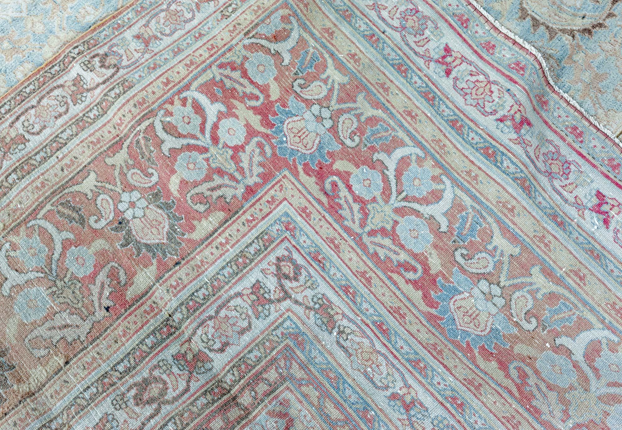 Doris Leslie Blau Antique Persian Meshad Beige Blue Rug For Sale 3