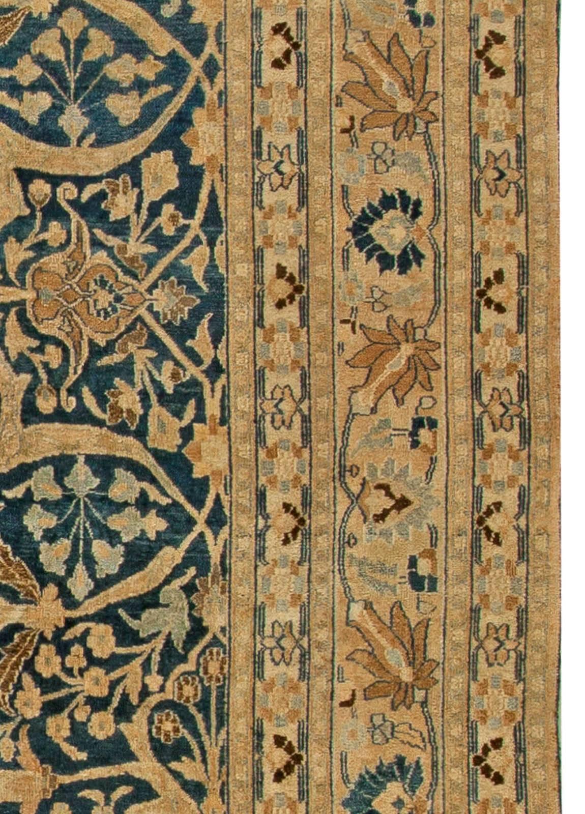 Antique Persian Meshad Botanic Handwoven Wool Rug For Sale 1