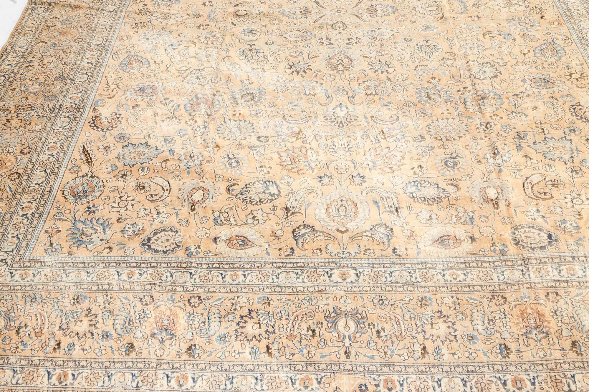 Antique Persian Meshad Botanic Handmade Wool Carpet For Sale 5