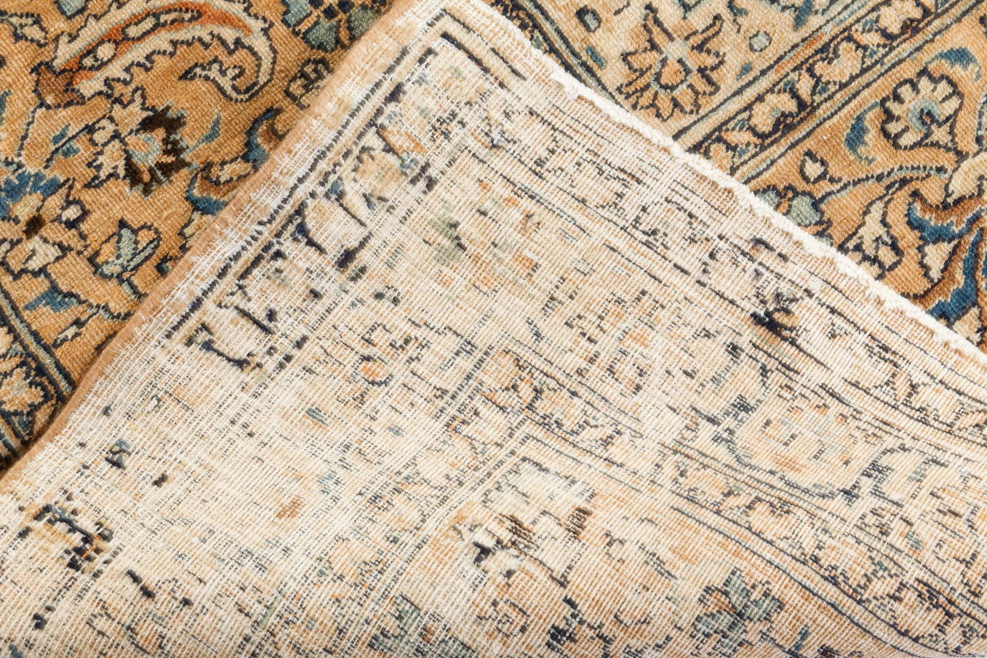 Antique Persian Meshad Botanic Handmade Wool Carpet For Sale 6
