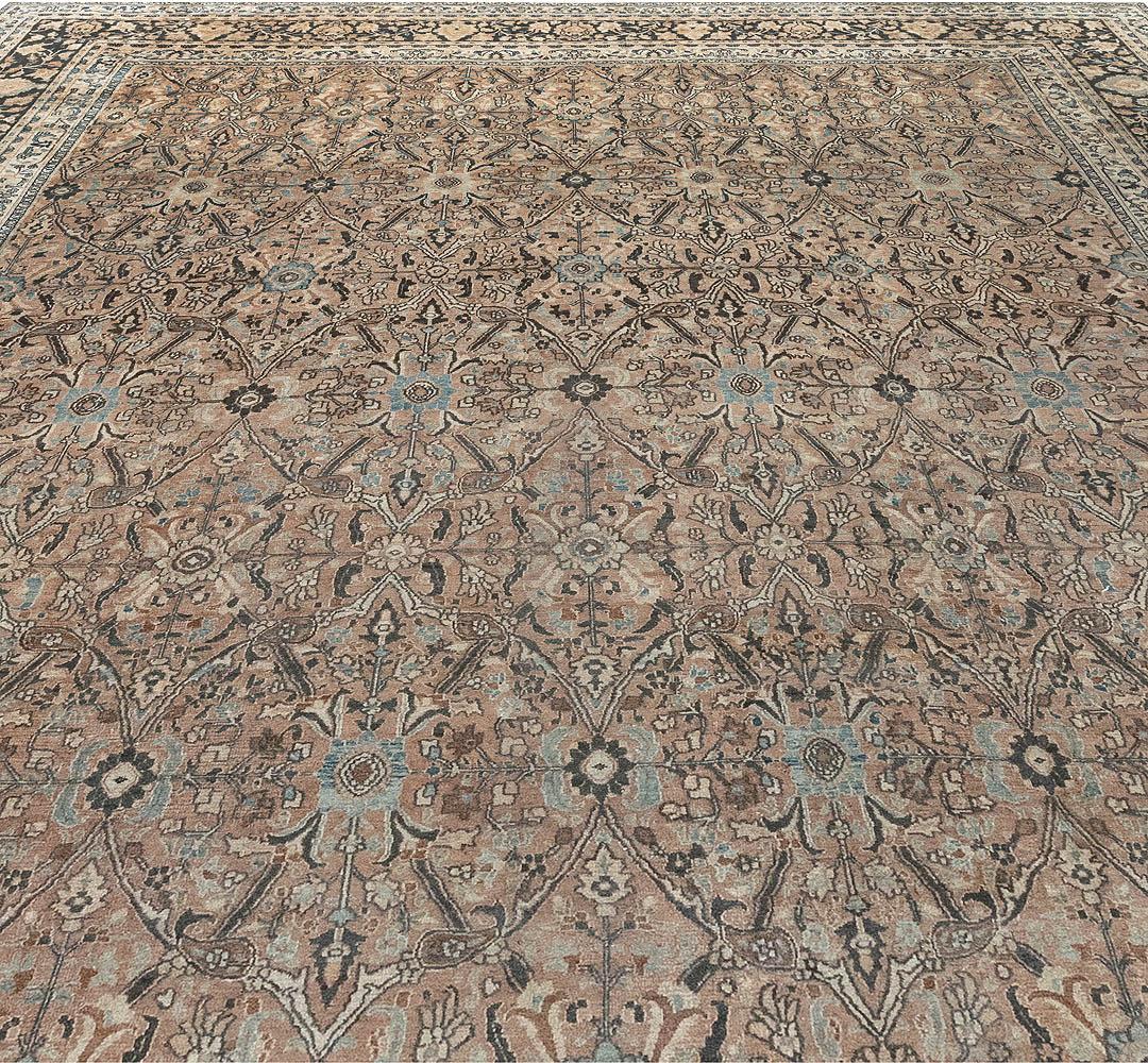 Hand-Knotted Antique Persian Meshad Carpet For Sale