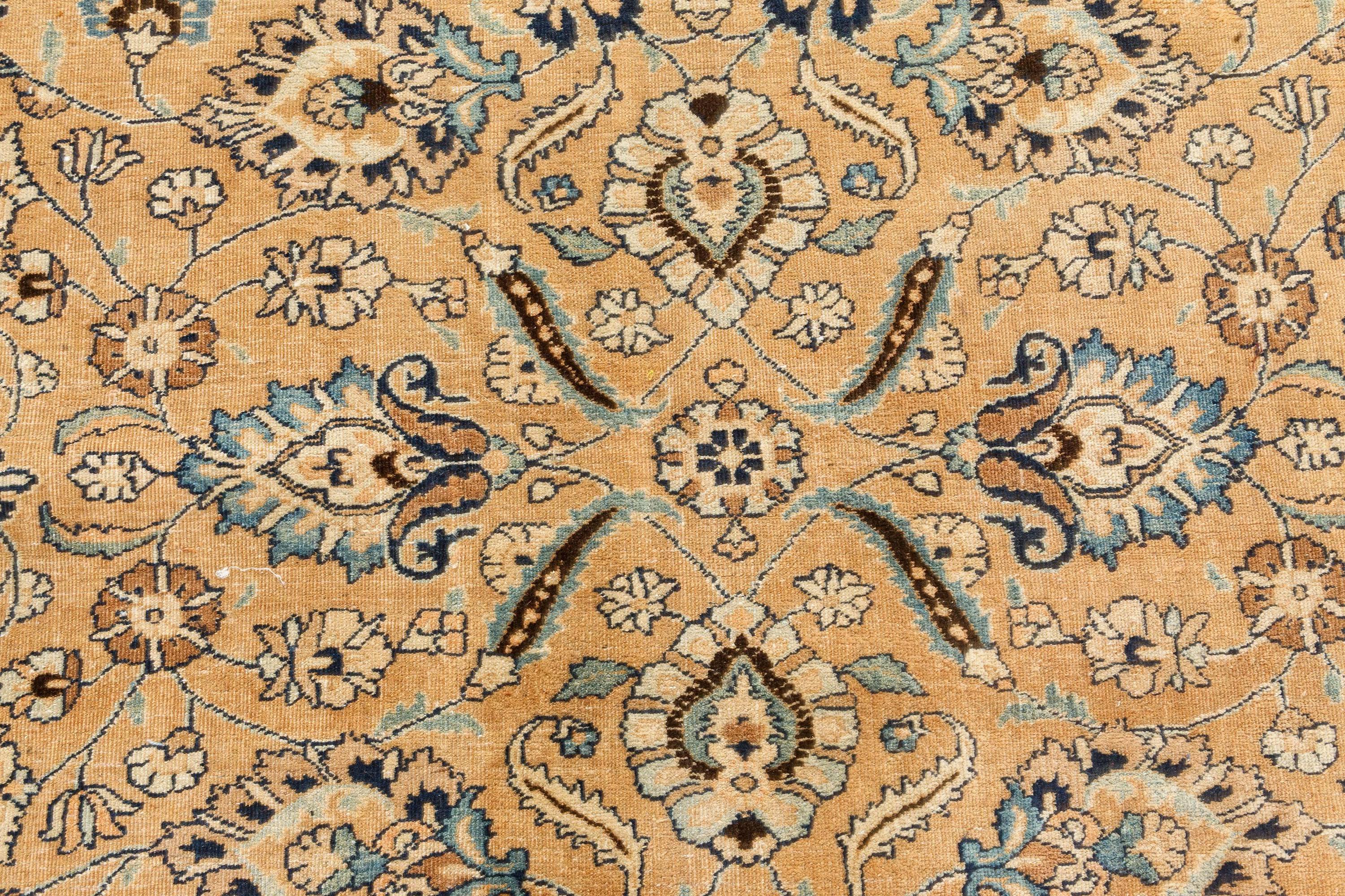 Hand-Knotted Antique Persian Meshad Botanic Handmade Wool Carpet For Sale