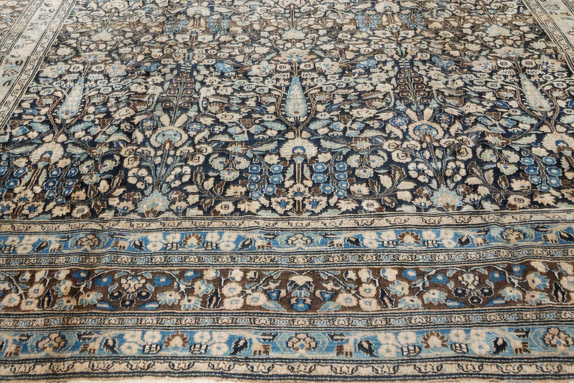 Authentic 19th Century Persian Meshad Carpet In Good Condition For Sale In New York, NY
