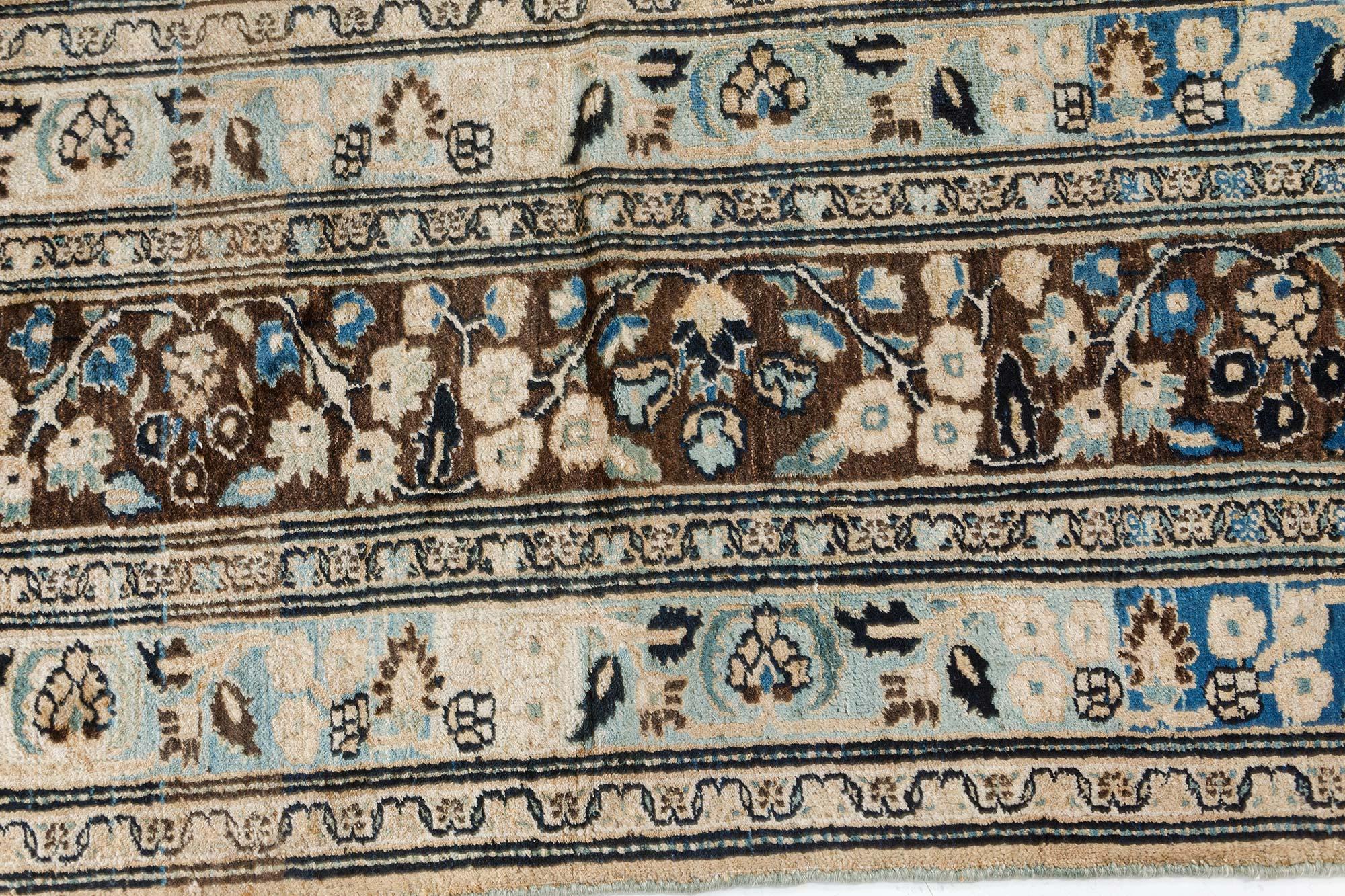 Wool Authentic 19th Century Persian Meshad Carpet For Sale