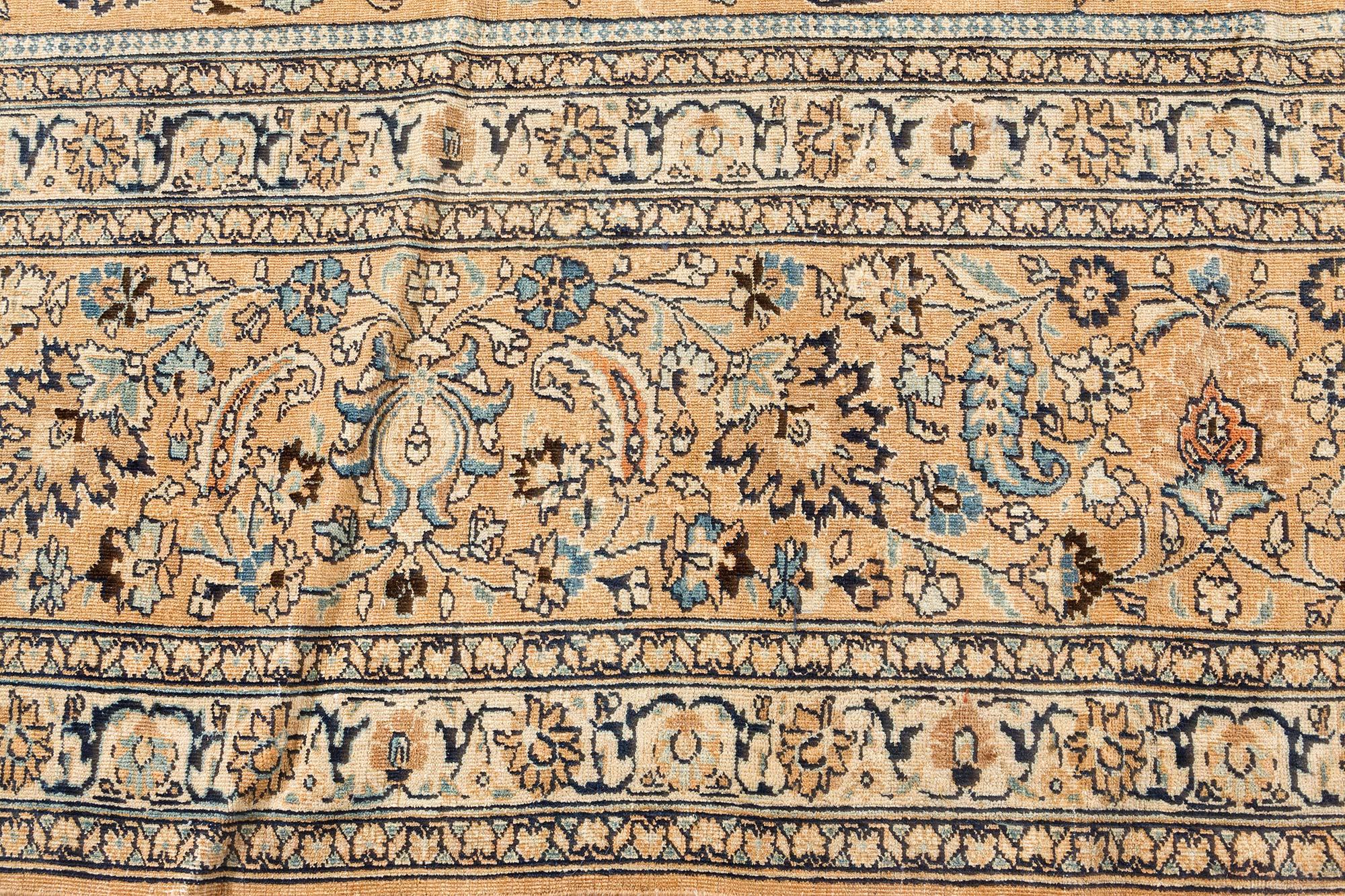 Antique Persian Meshad Botanic Handmade Wool Carpet For Sale 1