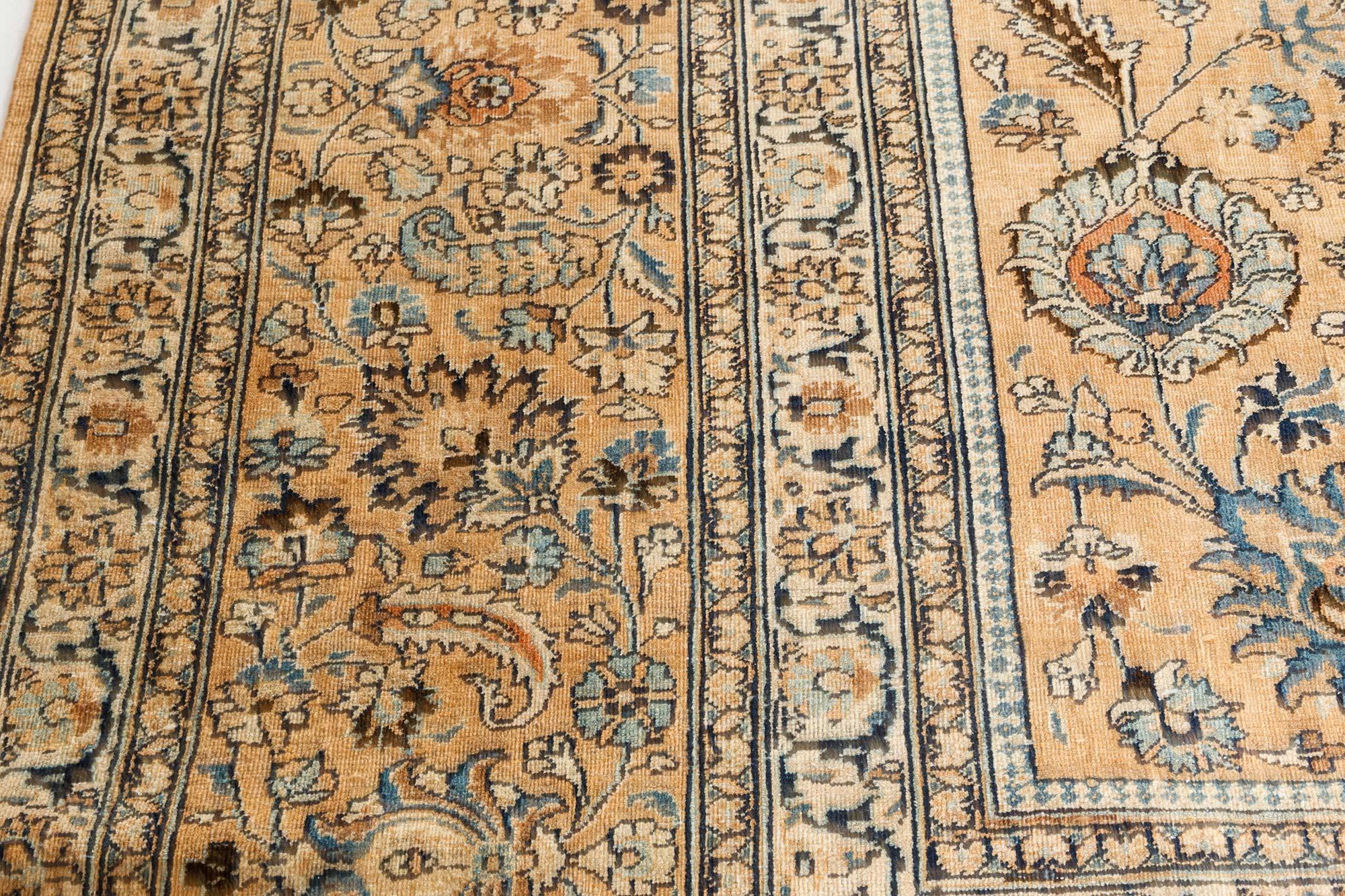 Antique Persian Meshad Botanic Handmade Wool Carpet For Sale 2