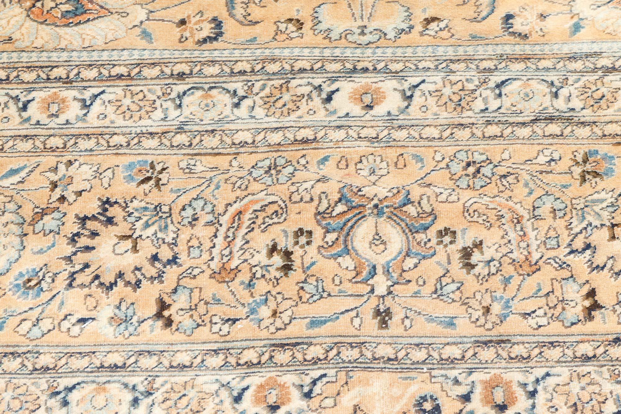 Antique Persian Meshad Botanic Handmade Wool Carpet For Sale 3