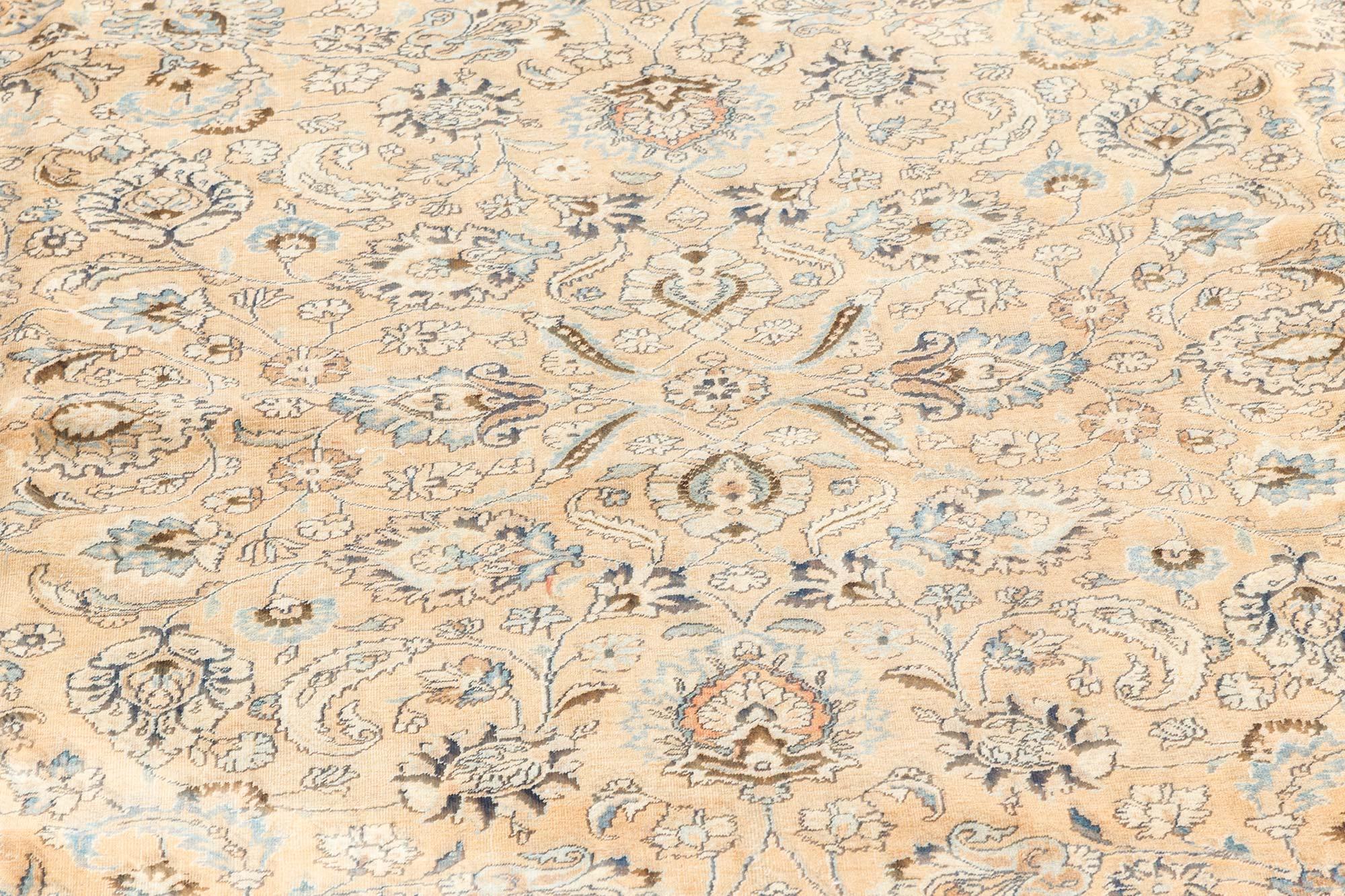 Antique Persian Meshad Botanic Handmade Wool Carpet For Sale 4