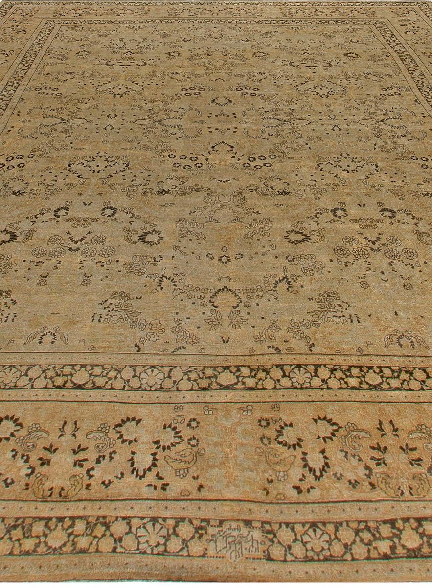 Hand-Knotted Antique Persian Meshad Handmade Wool Rug For Sale