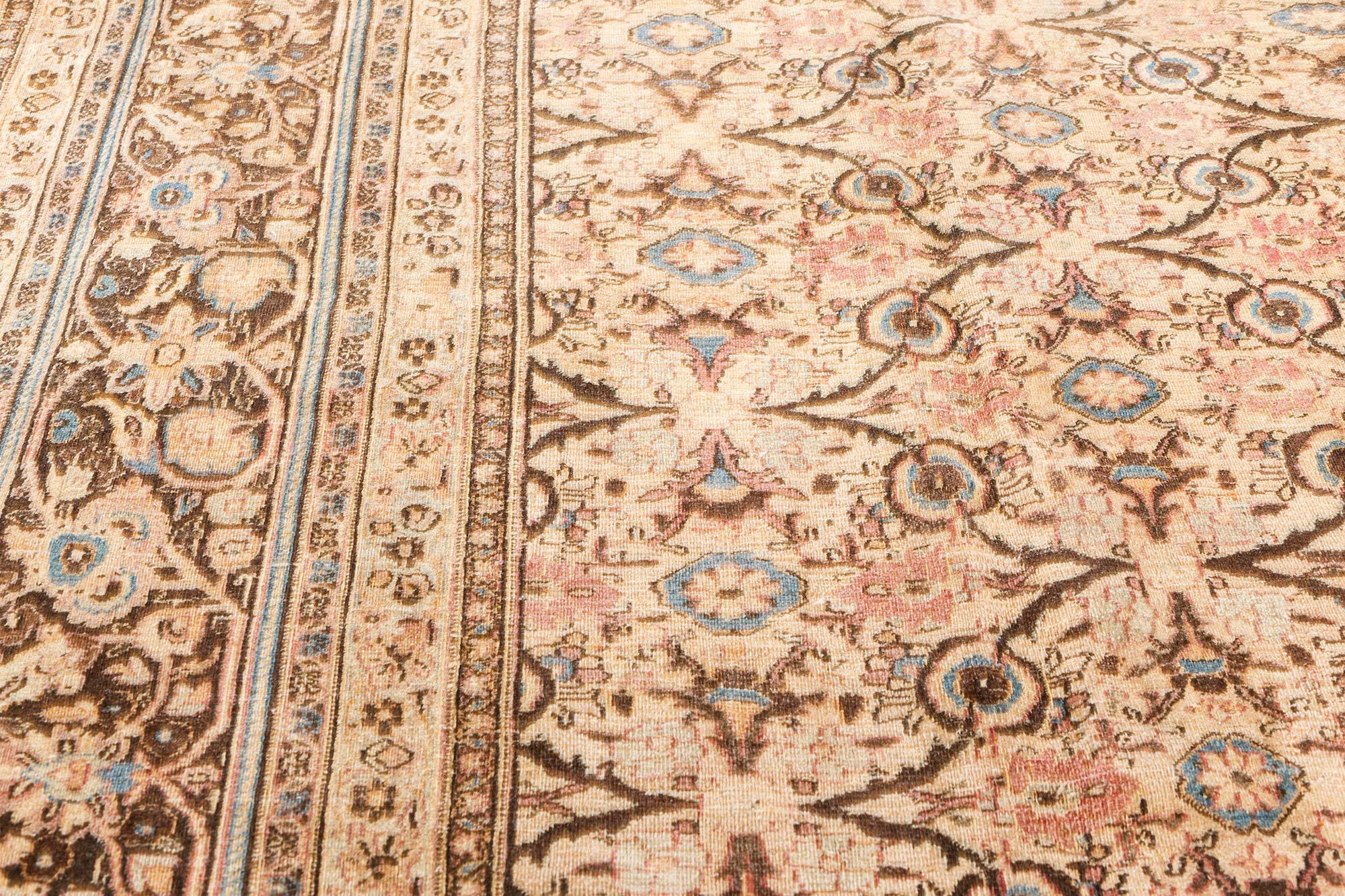 20th Century Antique Persian Meshad Handmade Wool Rug For Sale