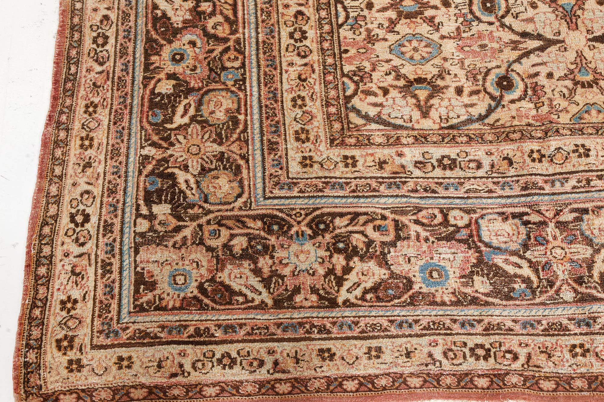 Antique Persian Meshad Handmade Wool Rug For Sale 1