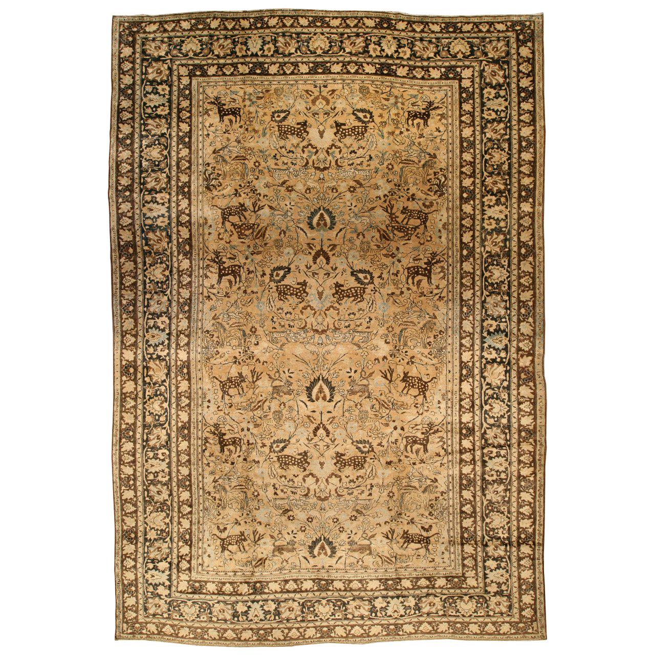 Authentic Persian Meshad Design Handmade Wool Rug For Sale