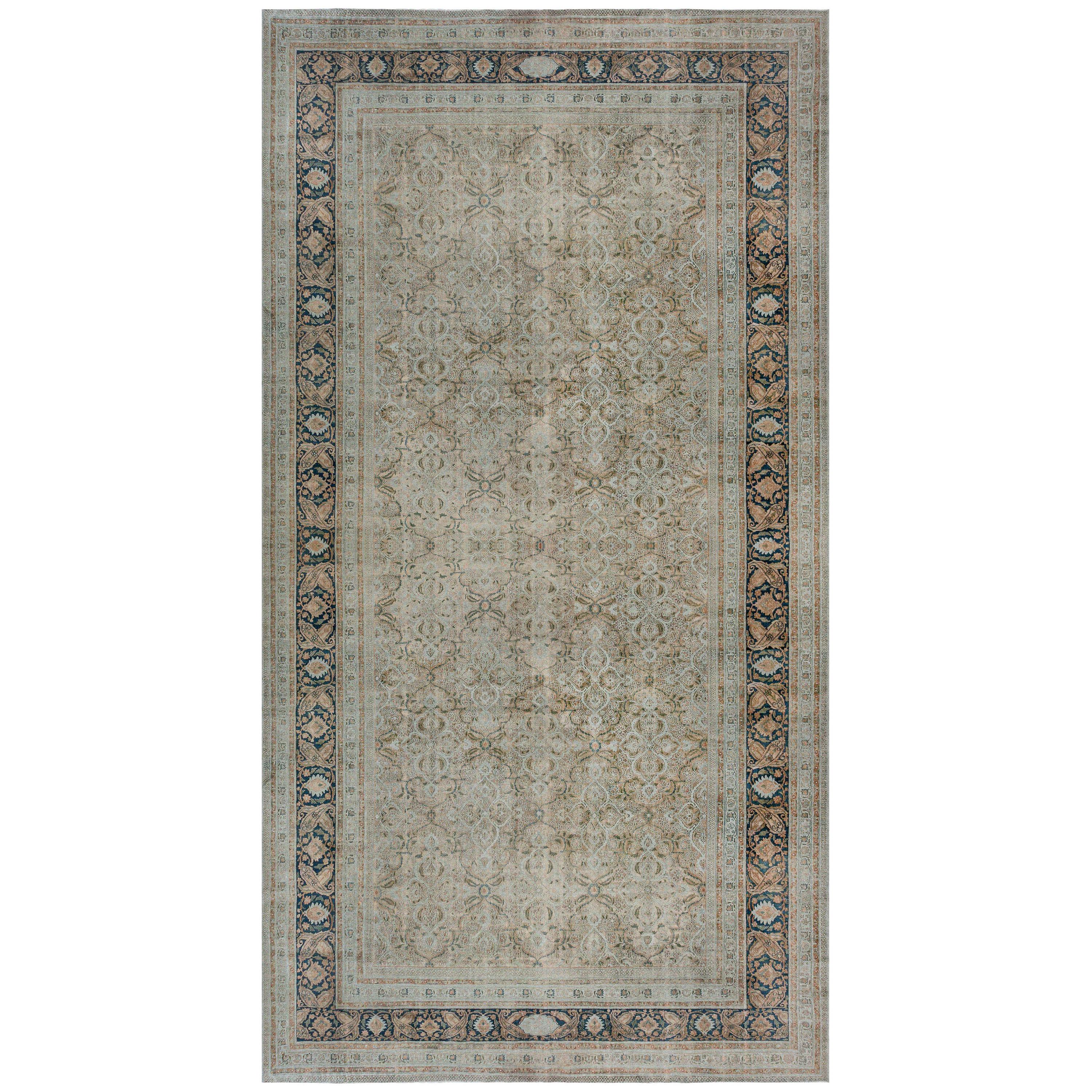 Authentic Persian Meshad Botanic Handmade Wool Rug For Sale