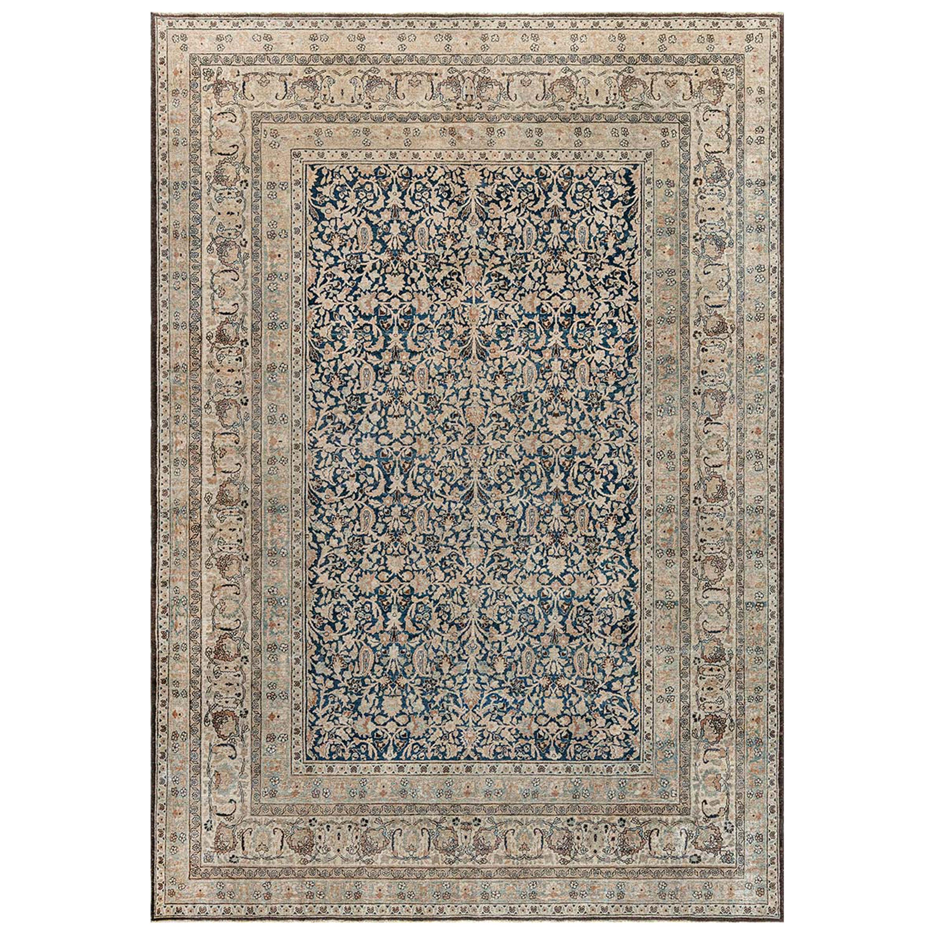 Antique Rug in Brown and Blue very good condition For Sale at 1stDibs