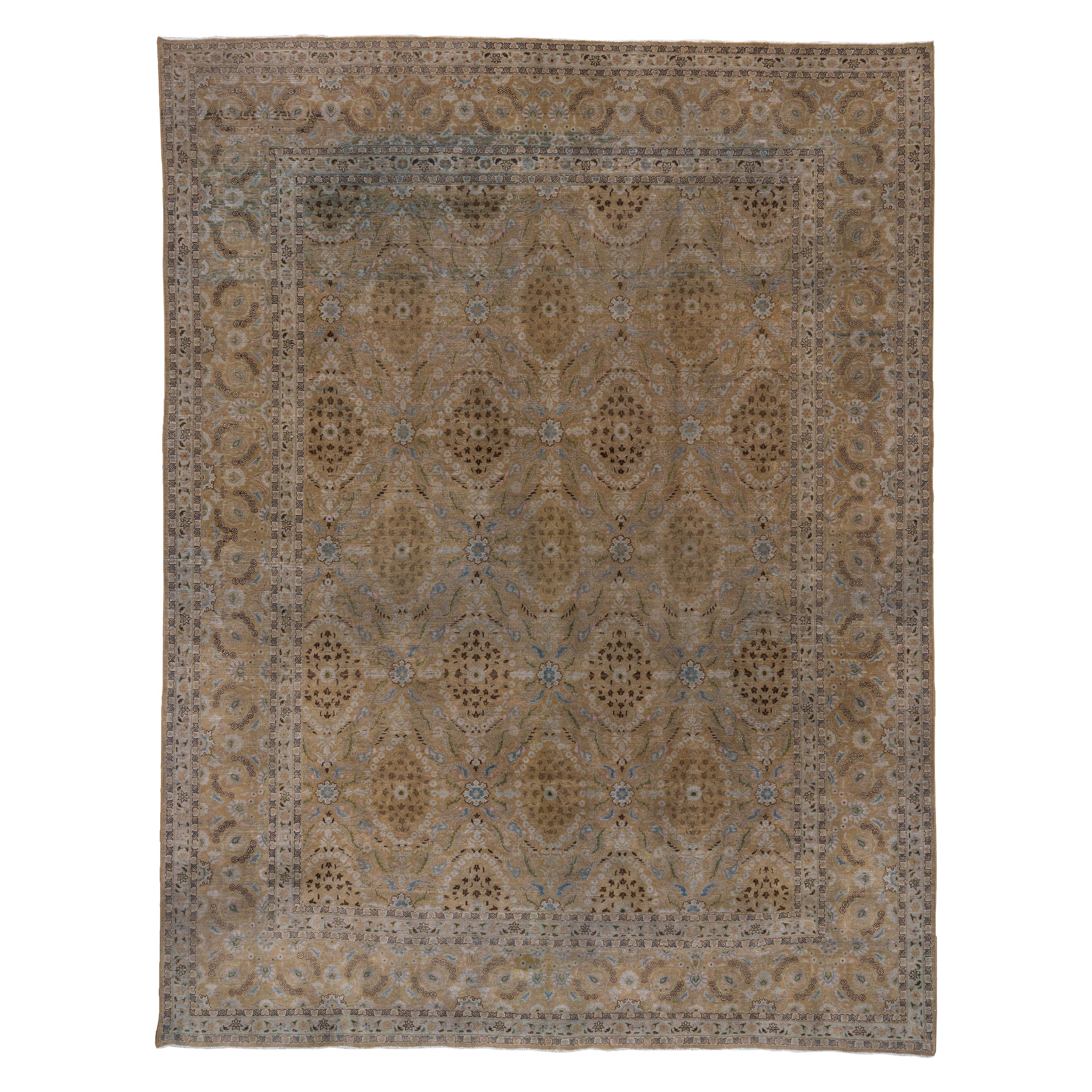 Antique Persian Meshed Carpet, Brown Field For Sale