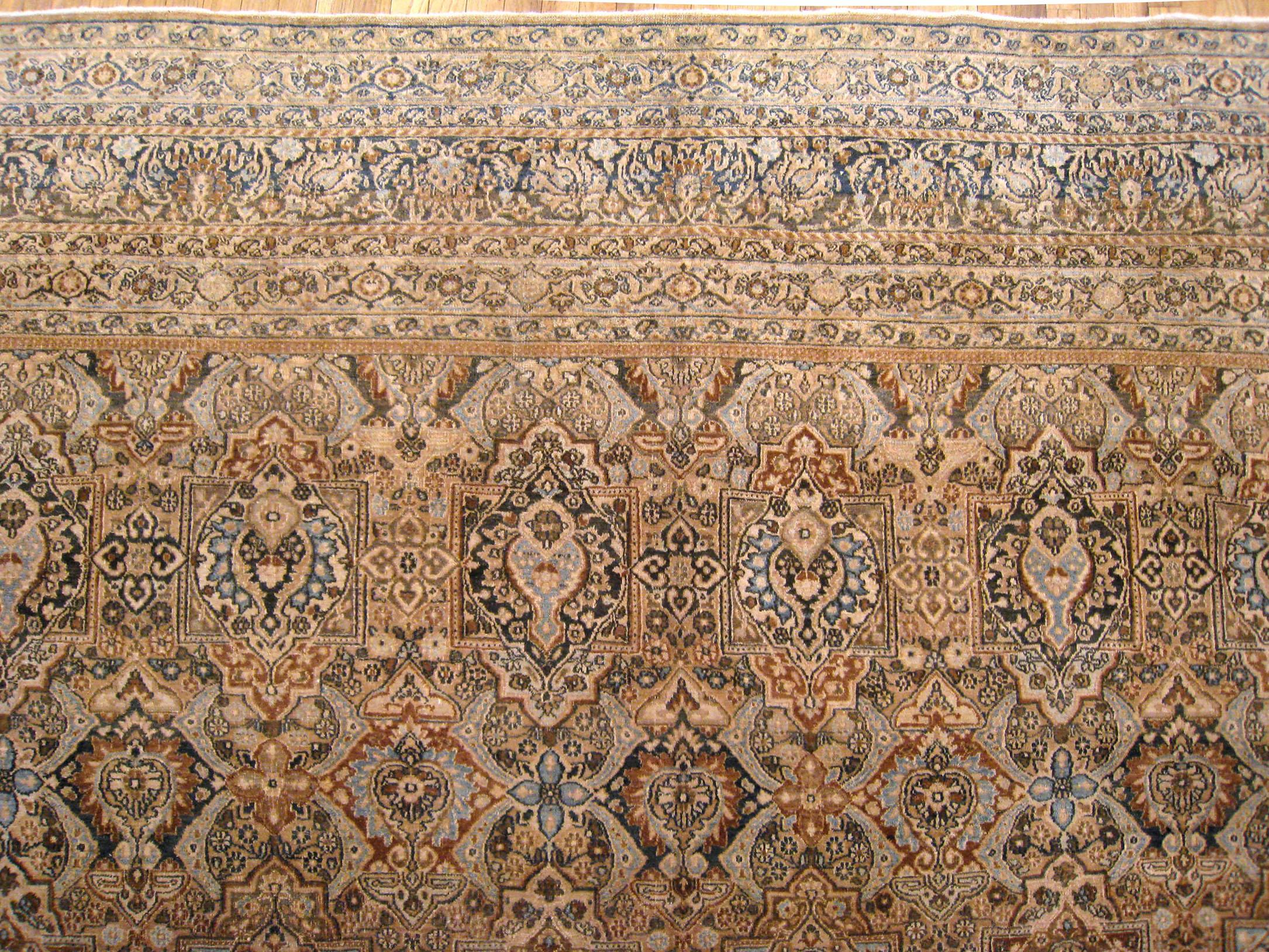 Antique Persian Meshed Oriental Rug, in Large size, w/ Floral Elements For Sale 1
