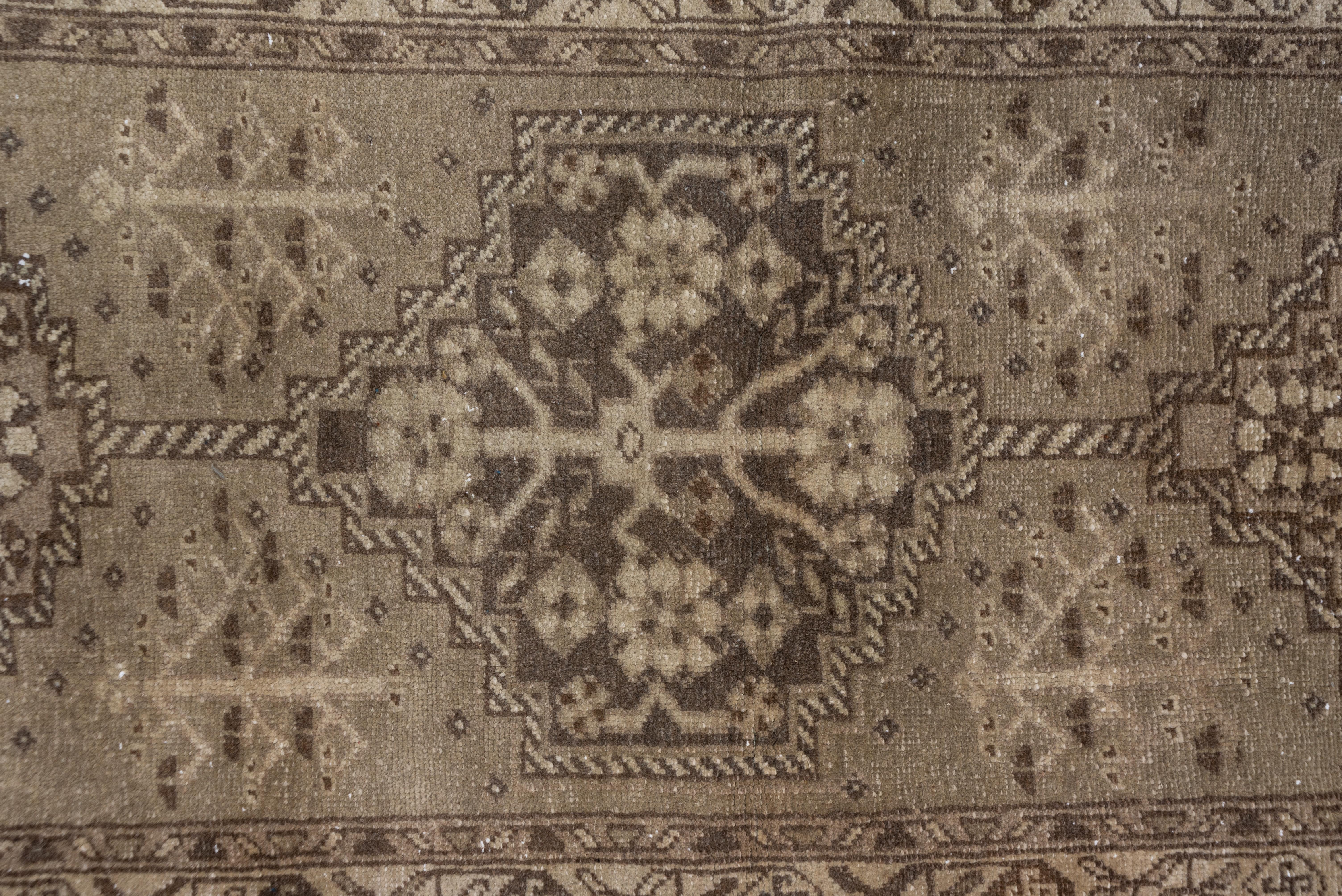 Hand-Knotted Antique Persian Meshkin Long Runner, Neutral & Brown Palette, circa 1940s For Sale